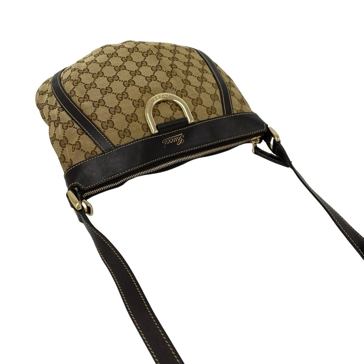 Gucci Brown Canvas Leather Pochette Shoulder Bag (Pre-Owned)