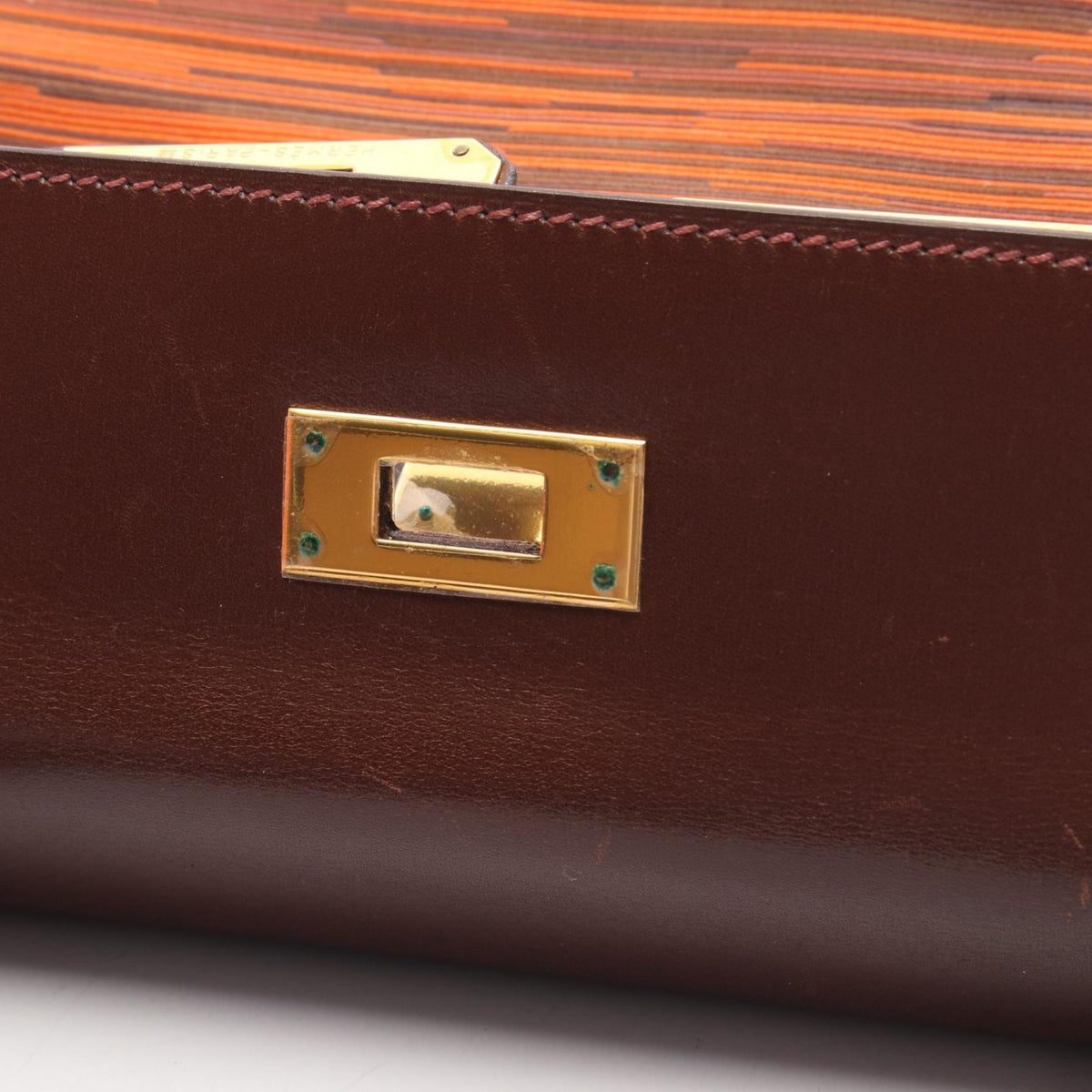 Hermes Brown Multi-Color Orange Vibrato Leather Leather Handbag (Pre-Owned)