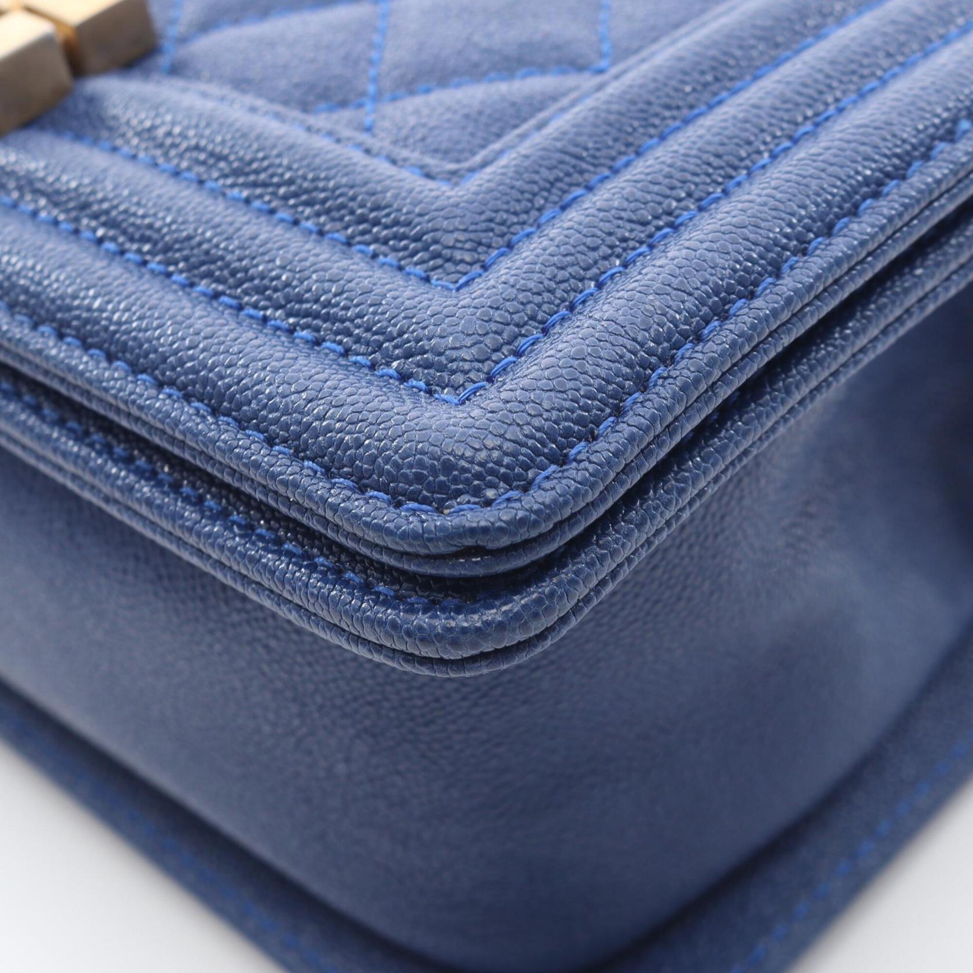 Chanel Blue Grained Calfskin Handbag Shoulder Bag (Pre-Owned)