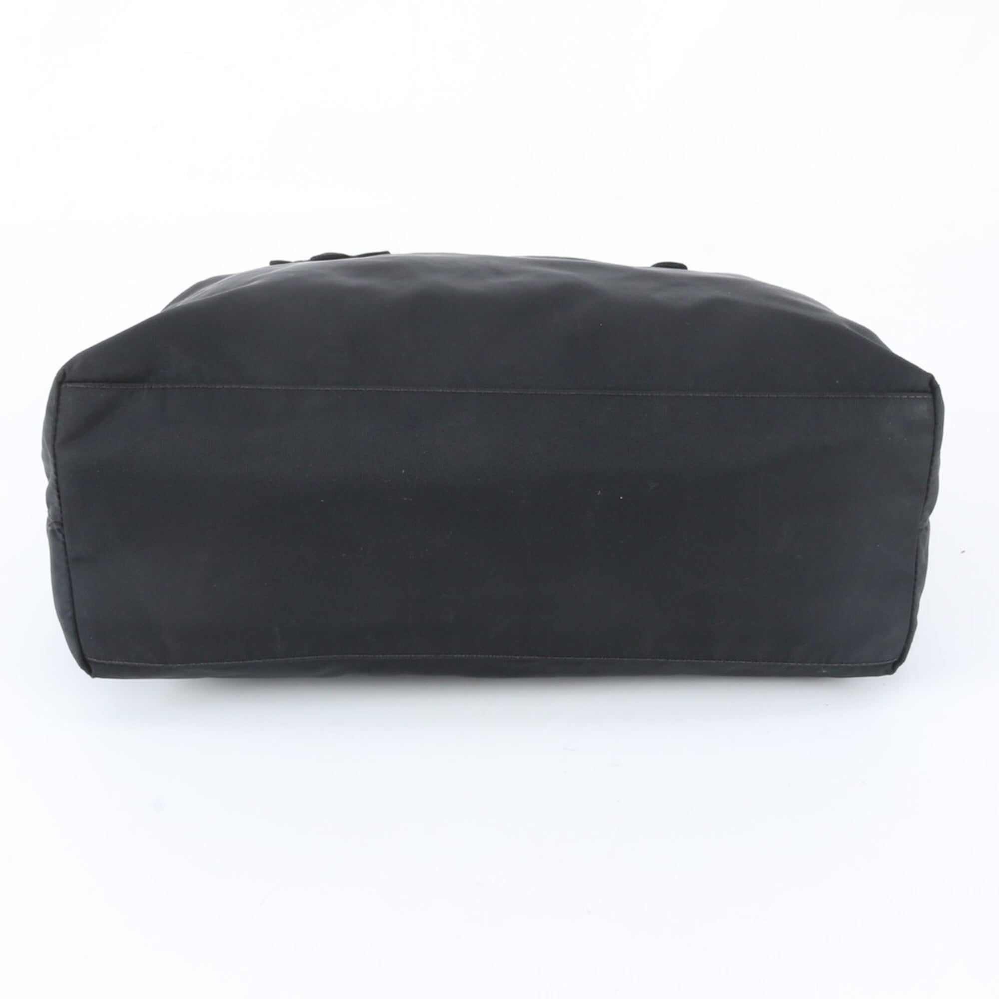 Prada Black Nylon Leather Shoulder Bag Tote Bag (Pre-Owned)