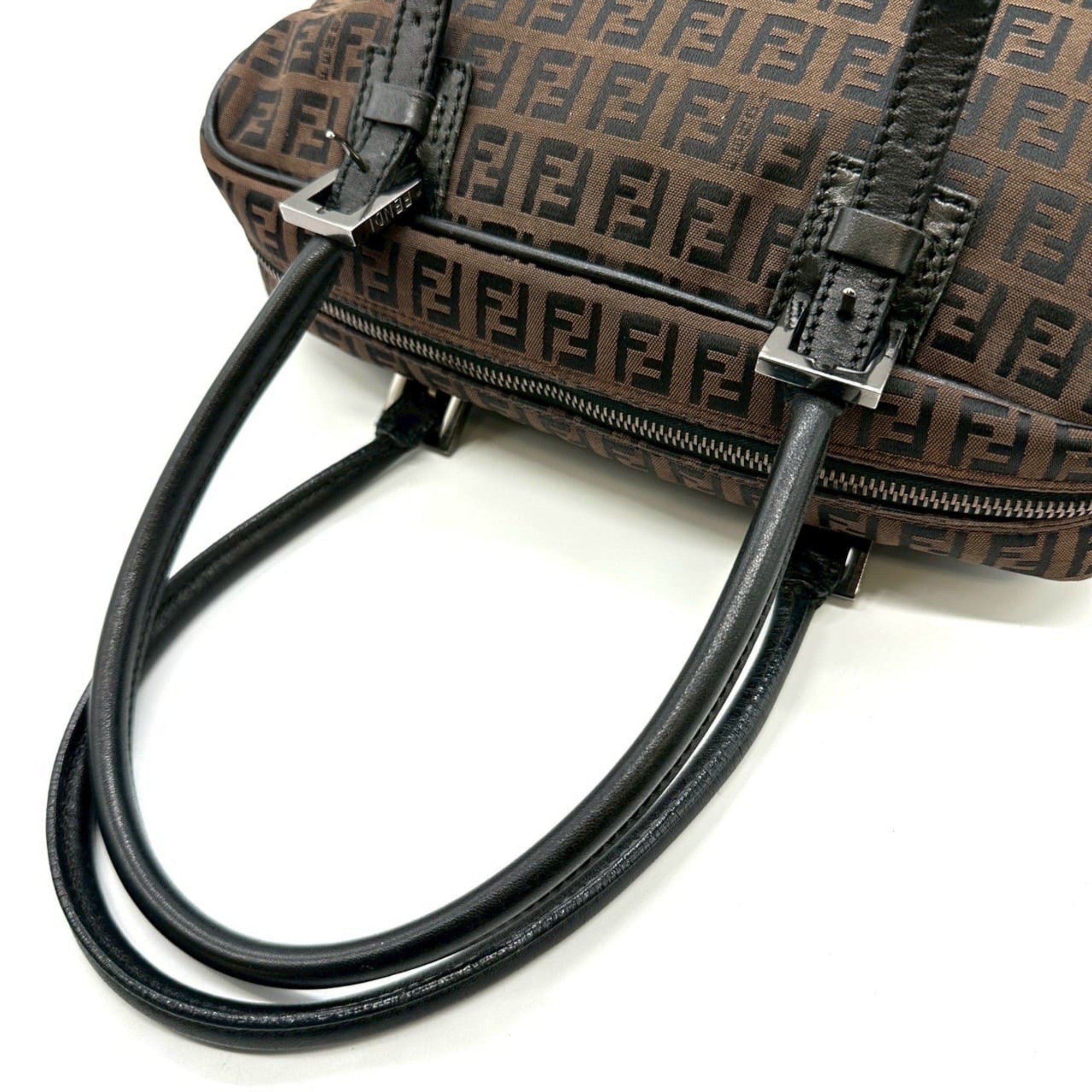 Fendi Dark Brown Canvas Handbag Tote Bag (Pre-Owned)