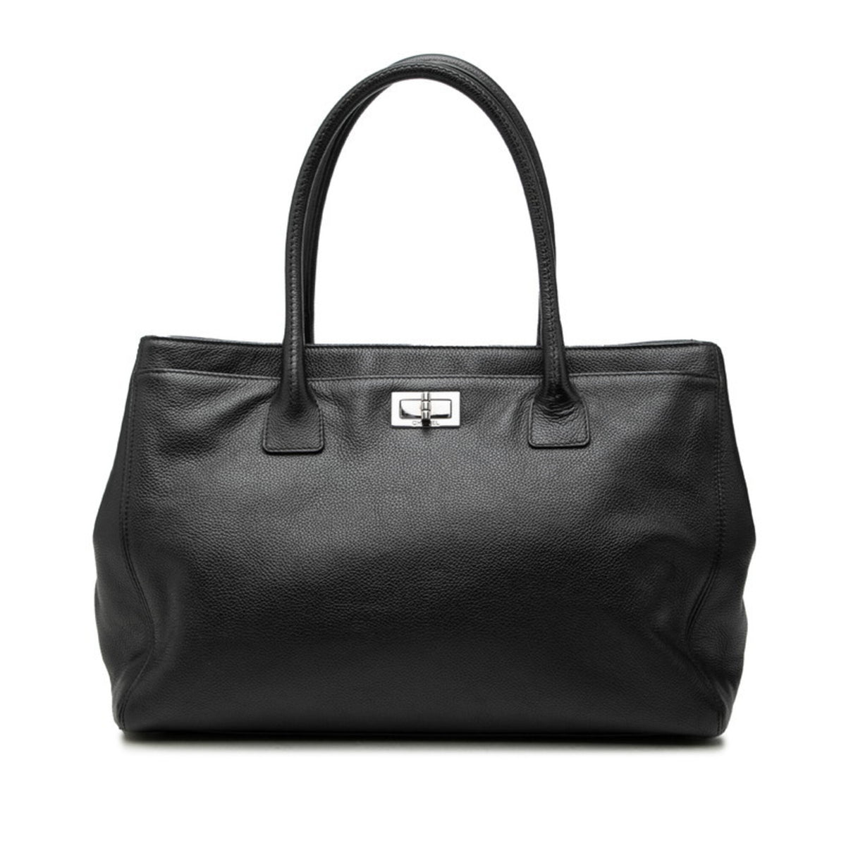 Chanel Black Leather Handbag Tote Bag (Pre-Owned)