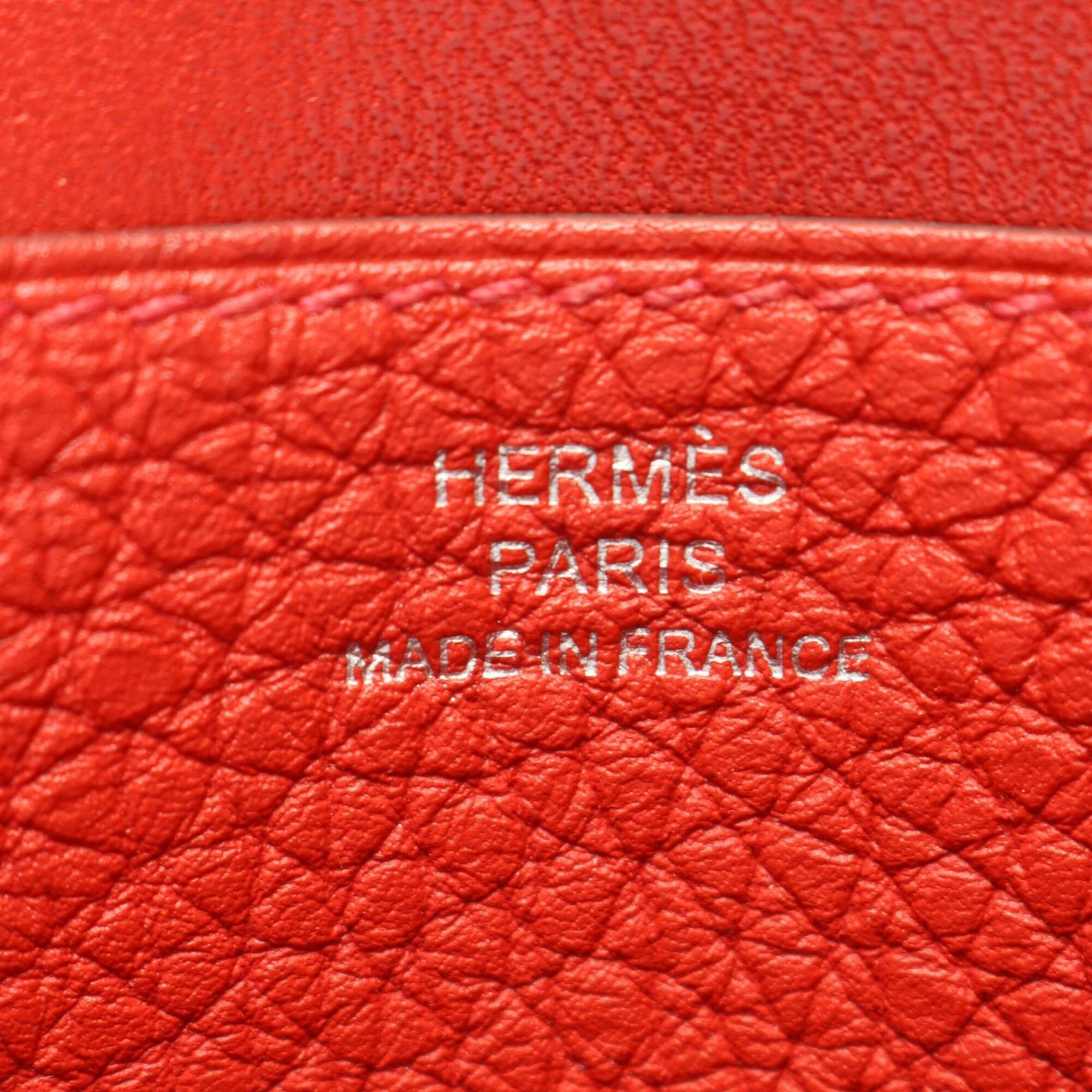 Hermes Red Color Vermilion Leather Long Wallet (Bi-Fold) (Pre-Owned)