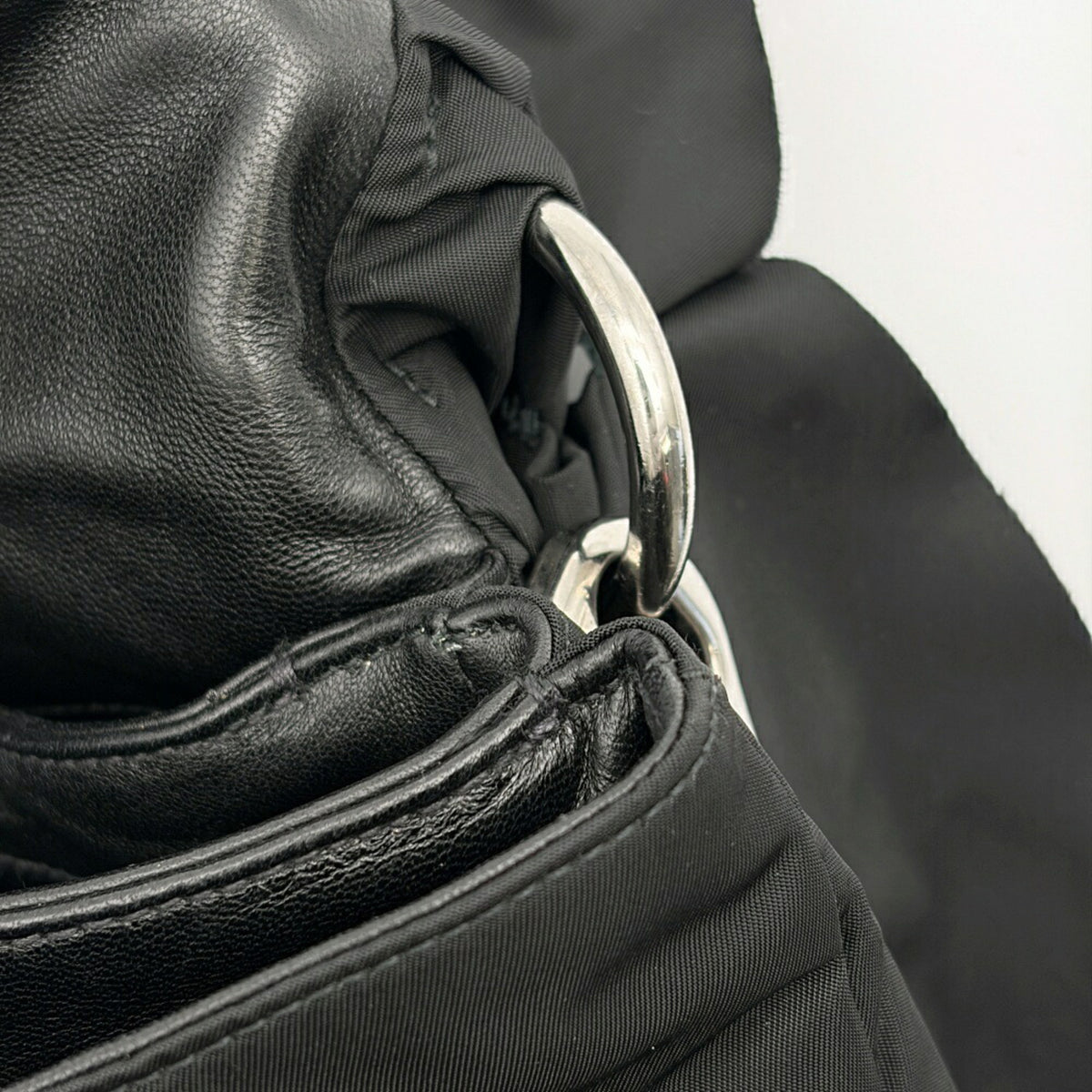 Prada Black Nylon Leather Shoulder Bag (Pre-Owned)