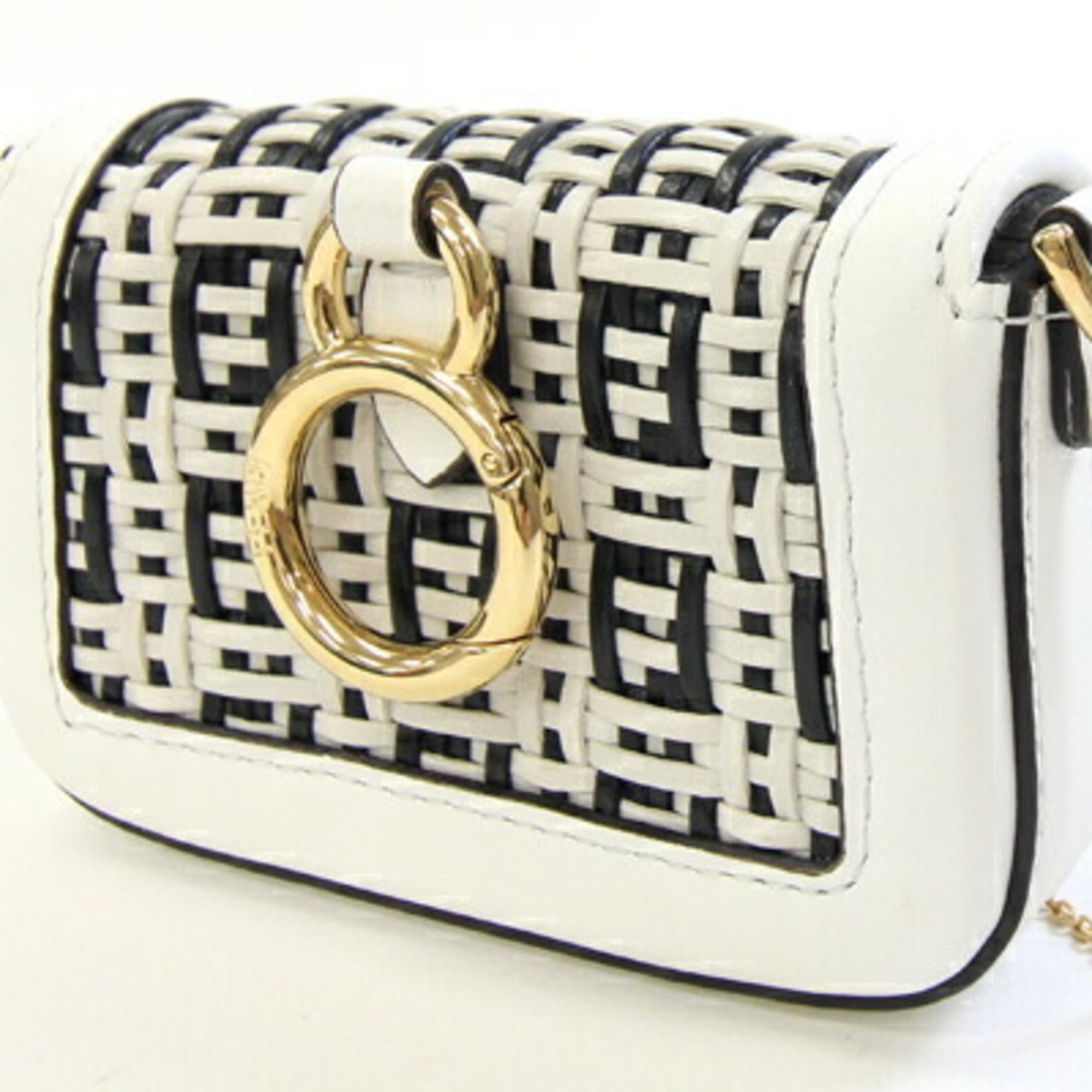 Fendi Black White Leather Shoulder Bag (Pre-Owned)