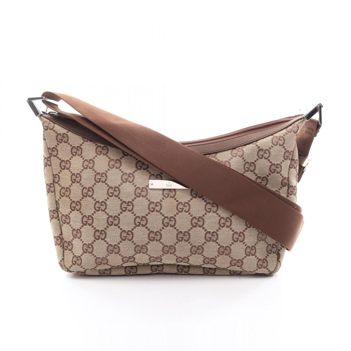 Gucci Beige Brown Canvas Leather Handbag Shoulder Bag (Pre-Owned)