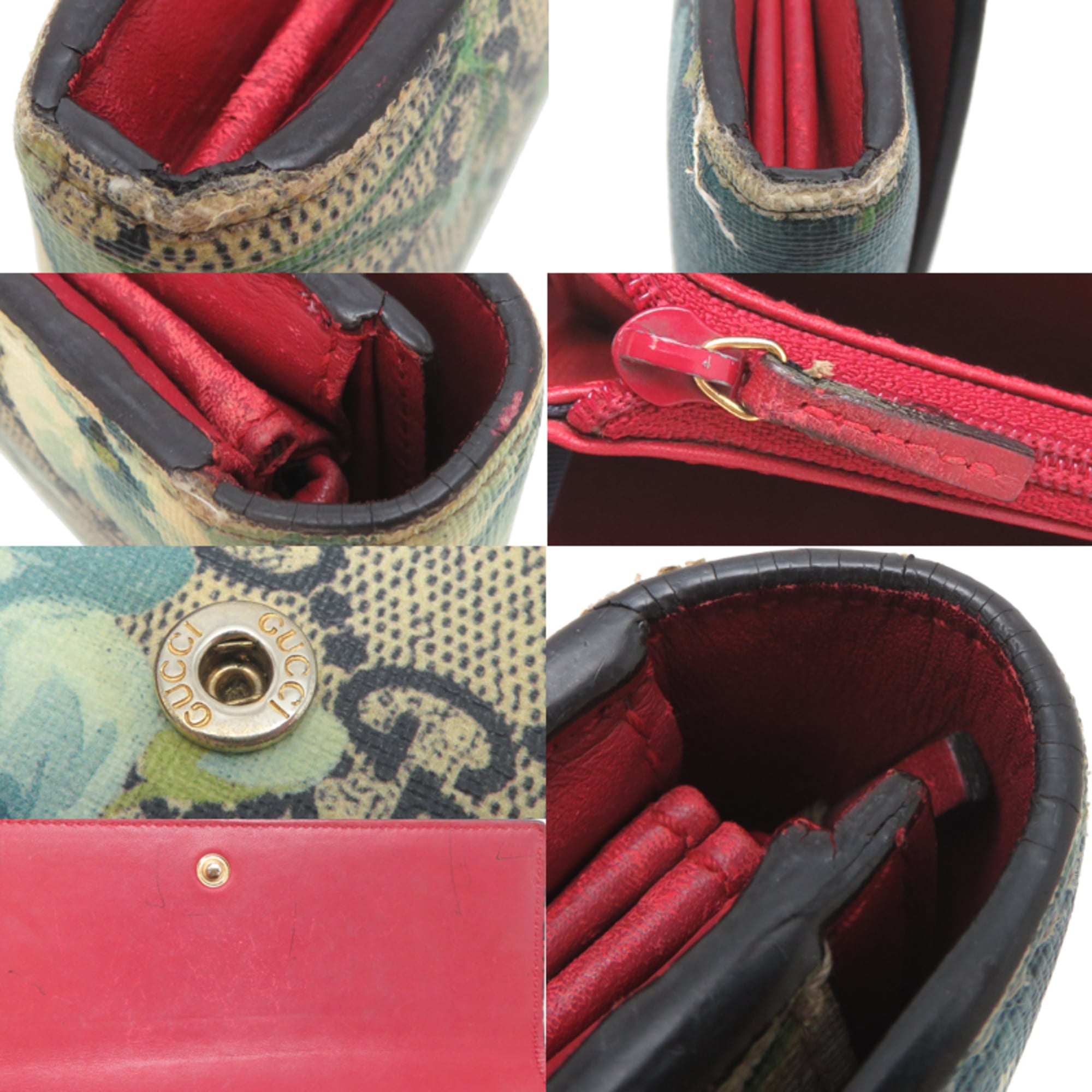 Gucci Beige Blue Pvc Leather Long Wallet (Bi-Fold) (Pre-Owned)