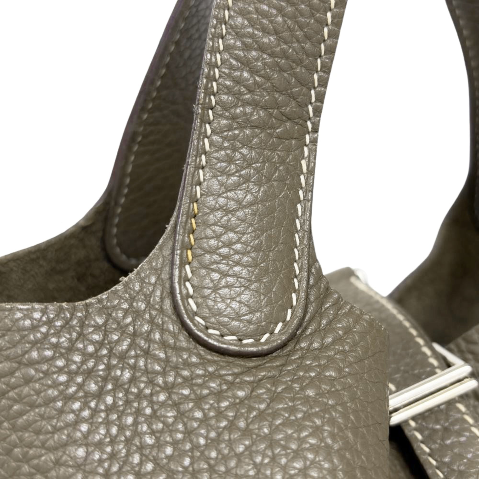 Hermes Picotin Etoupe Gray Gray Taurillon Clemence Leather Handbag (Pre-Owned)