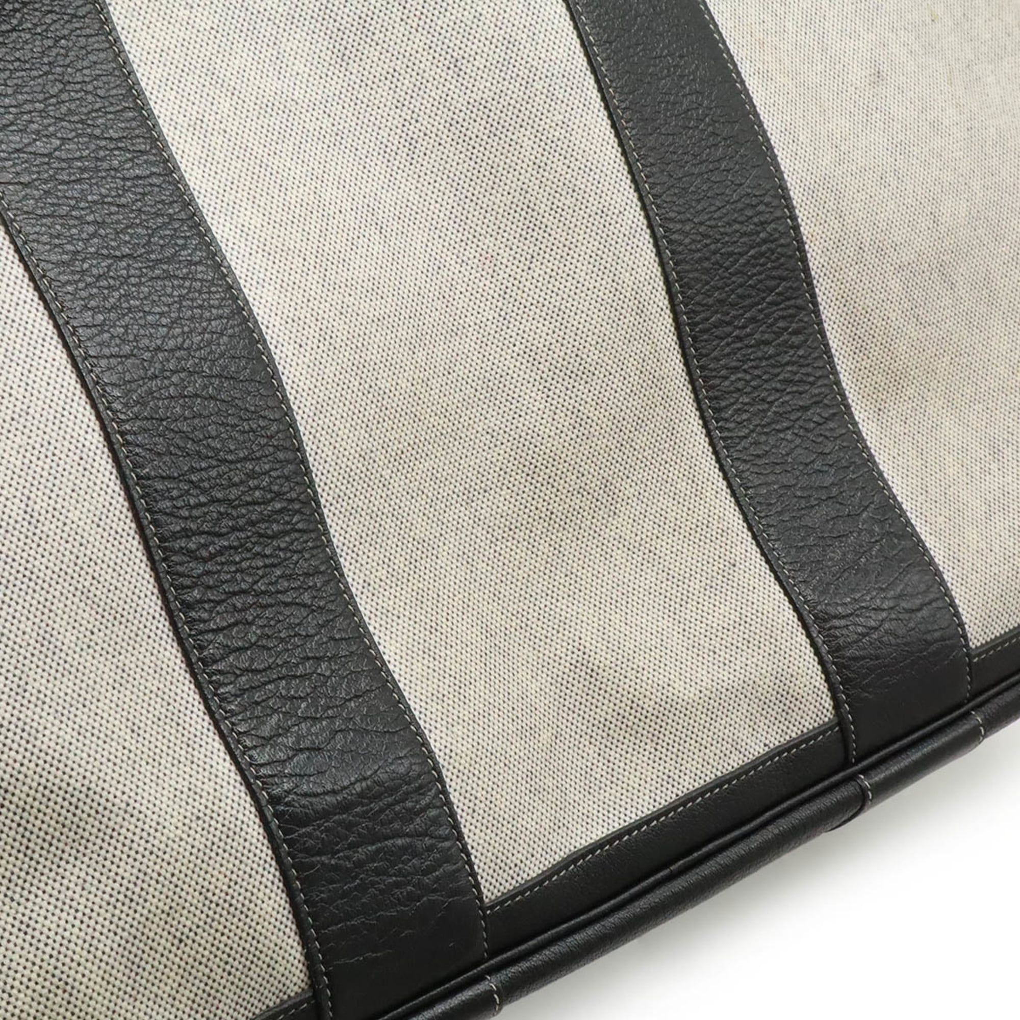 Hermes Black Gray Toile H Leather Handbag Shoulder Bag Tote Bag (Pre-Owned)