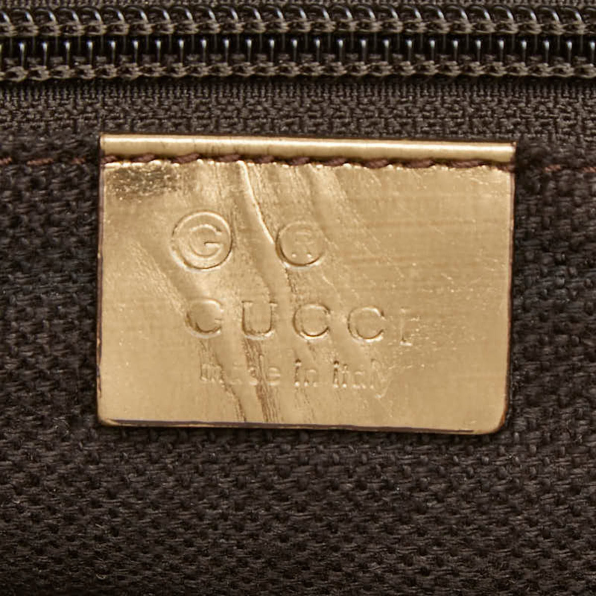 Gucci Beige Gold Canvas Leather Tote Bag (Pre-Owned)