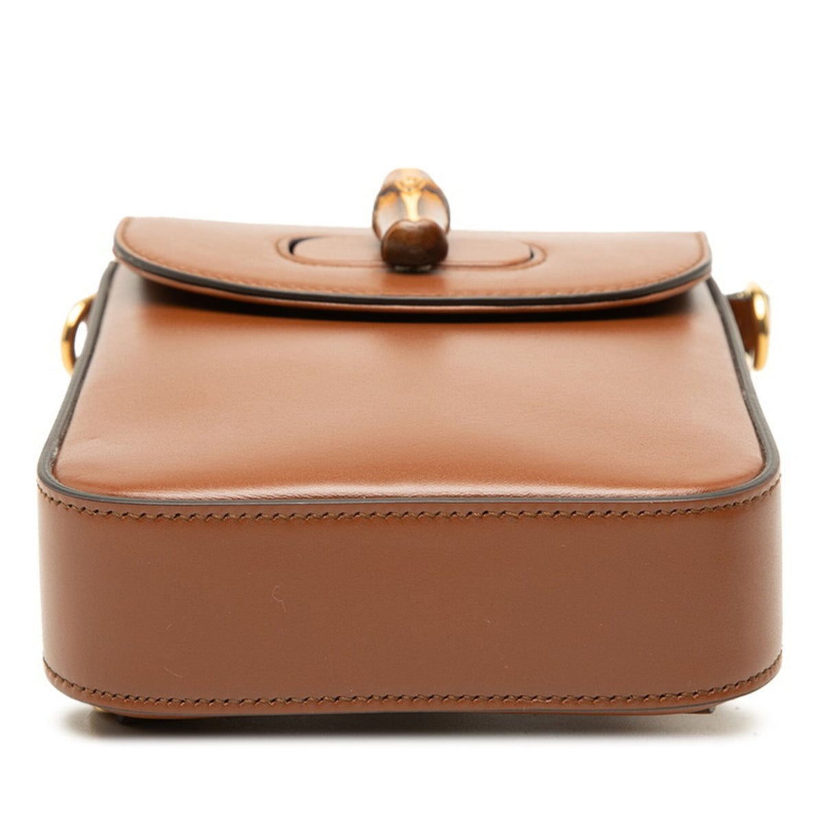 Gucci Bamboo Brown Leather Handbag Shoulder Bag (Pre-Owned)