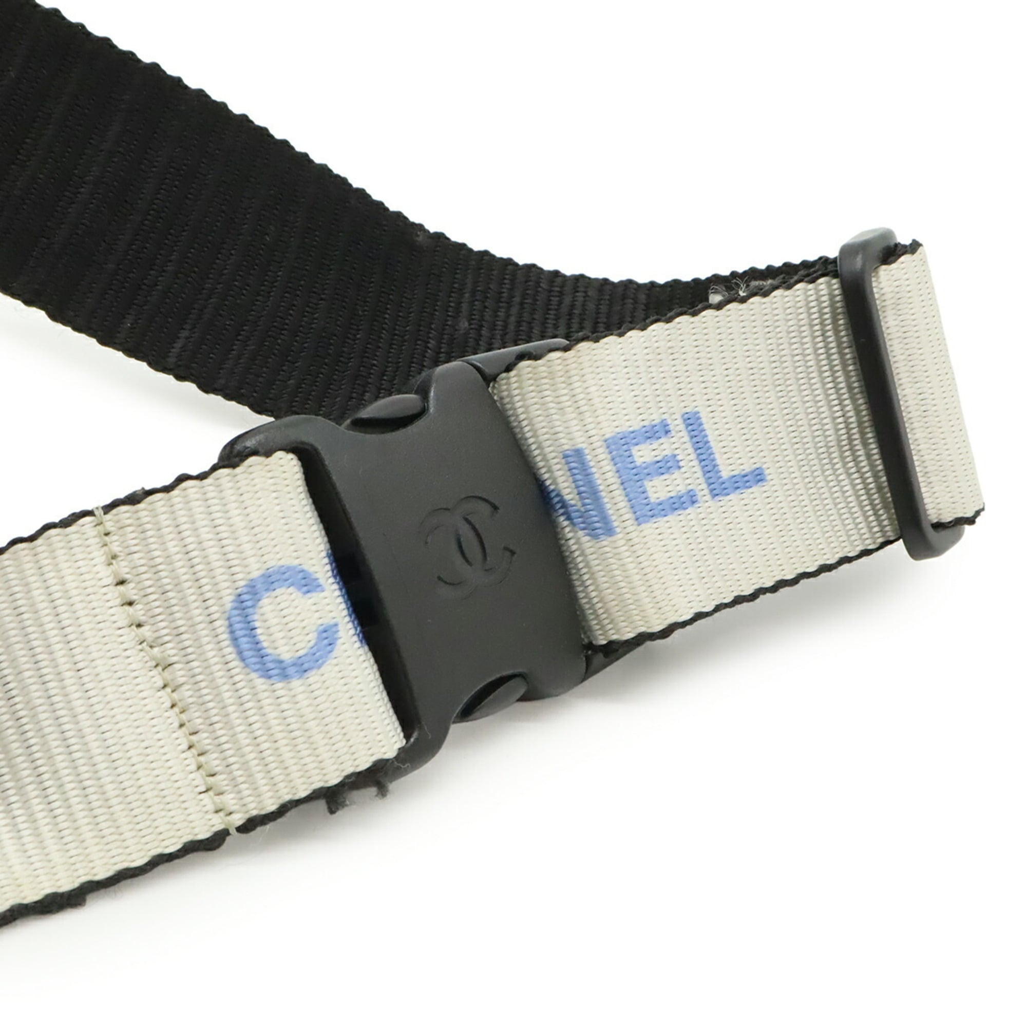 Chanel Dark Gray Ivory Nylon Fanny Pack Pouch Sling Bag (Pre-Owned)