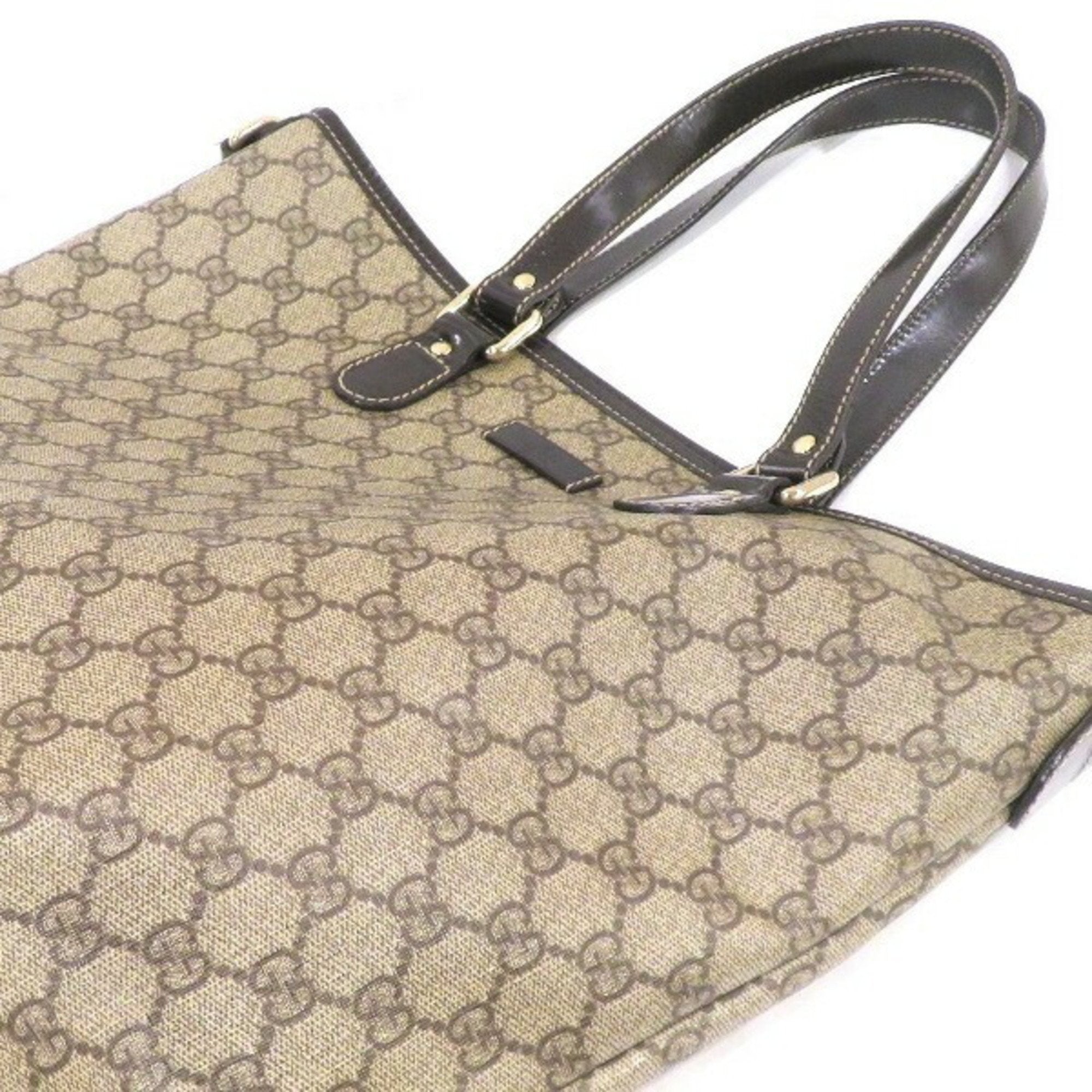 Gucci Beige Dark Brown Pvc Leather Handbag Tote Bag (Pre-Owned)