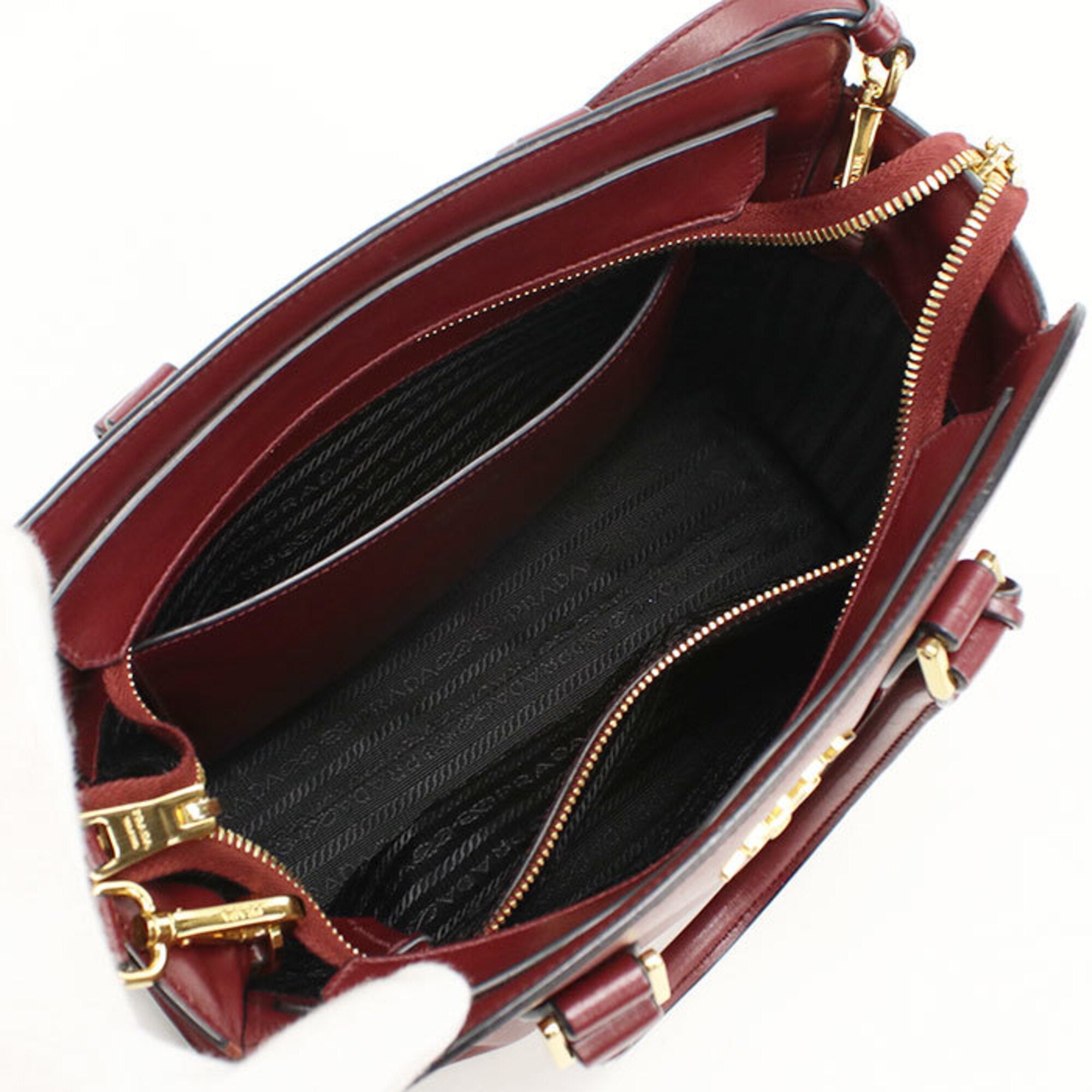 Prada Red Color Wine Leather Tote Bag (Pre-Owned)