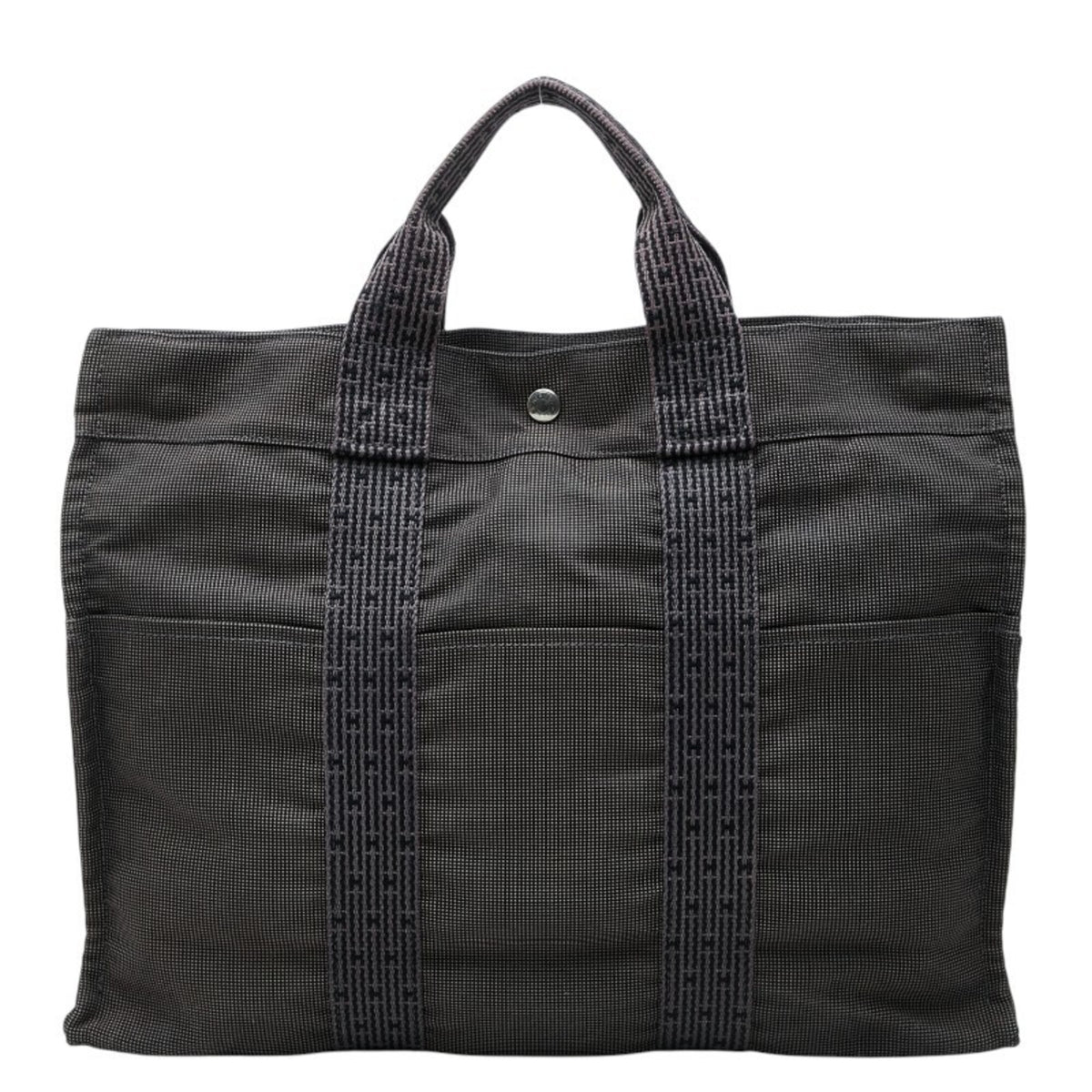 Hermes Gray Canvas Handbag Tote Bag (Pre-Owned)