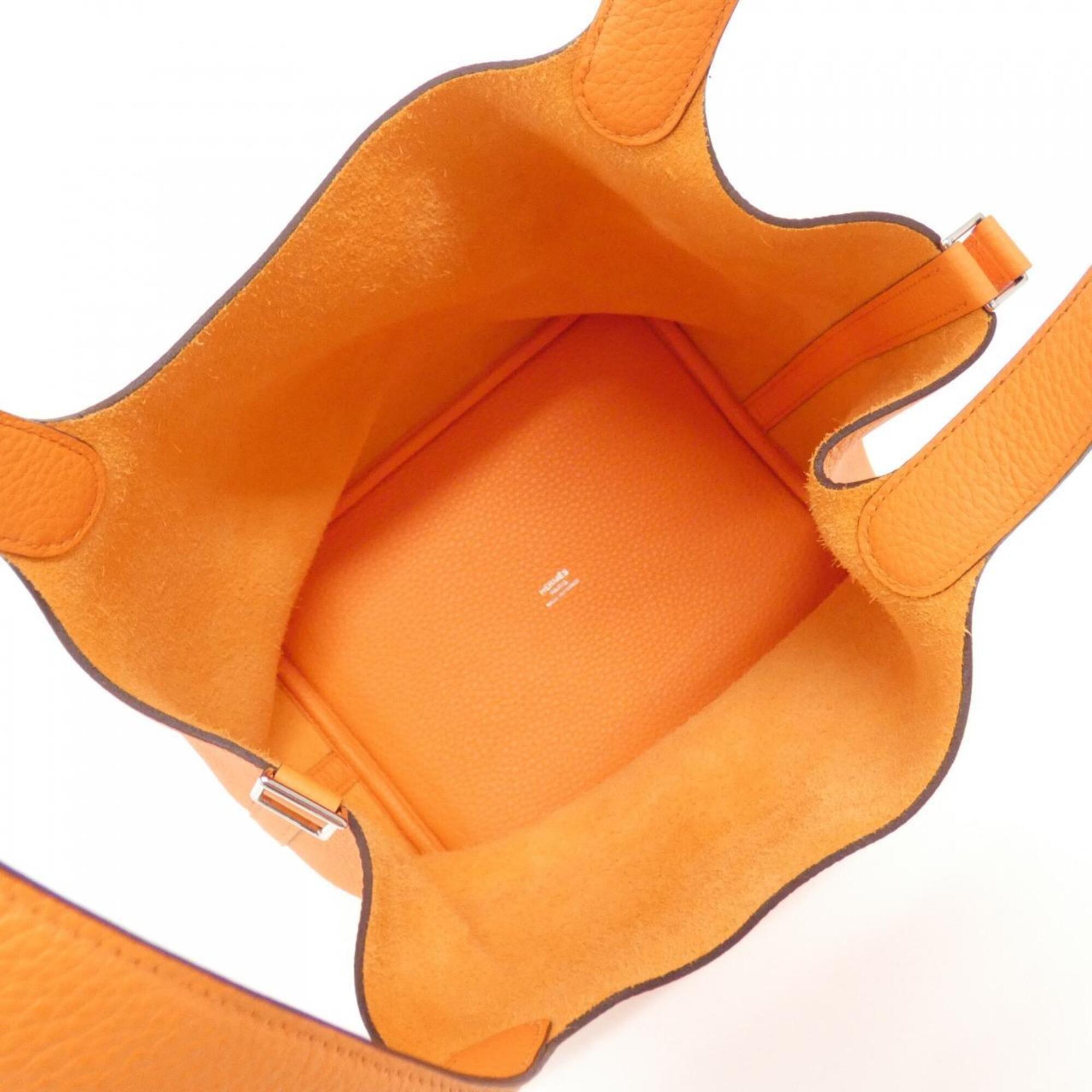 Hermes Orange Taurillon Clemence Leather Handbag (Pre-Owned)