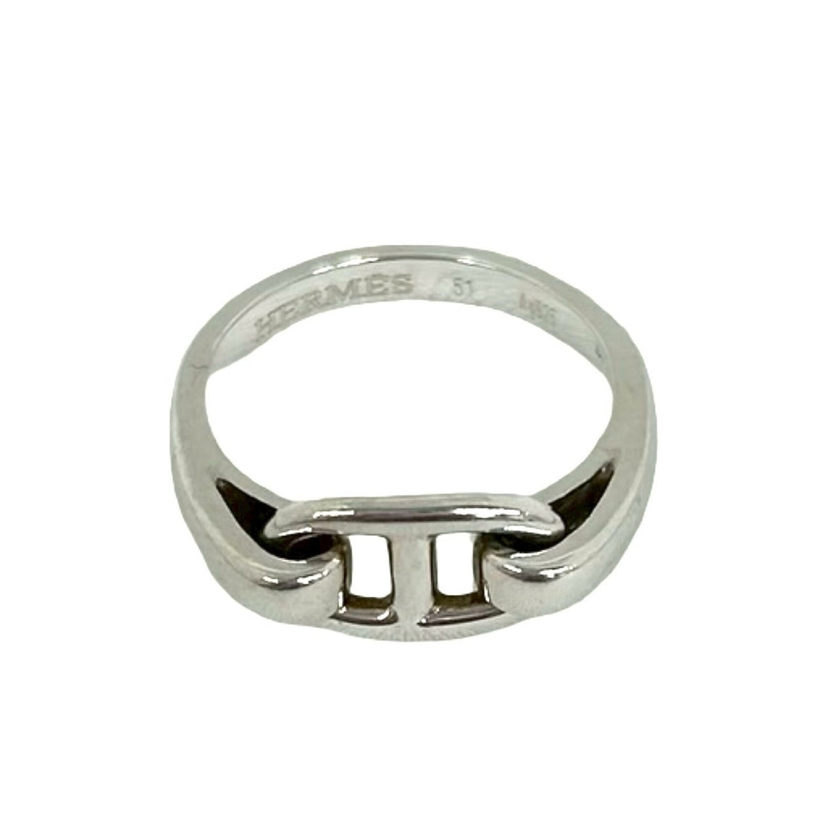 Hermes Silver Silver 925 Band Ring (Pre-Owned)