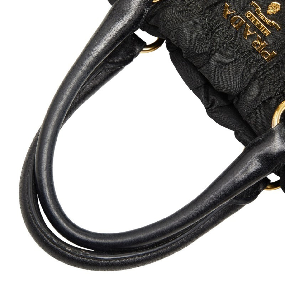 Prada Black Nylon Leather Shoulder Bag Tote Bag (Pre-Owned)