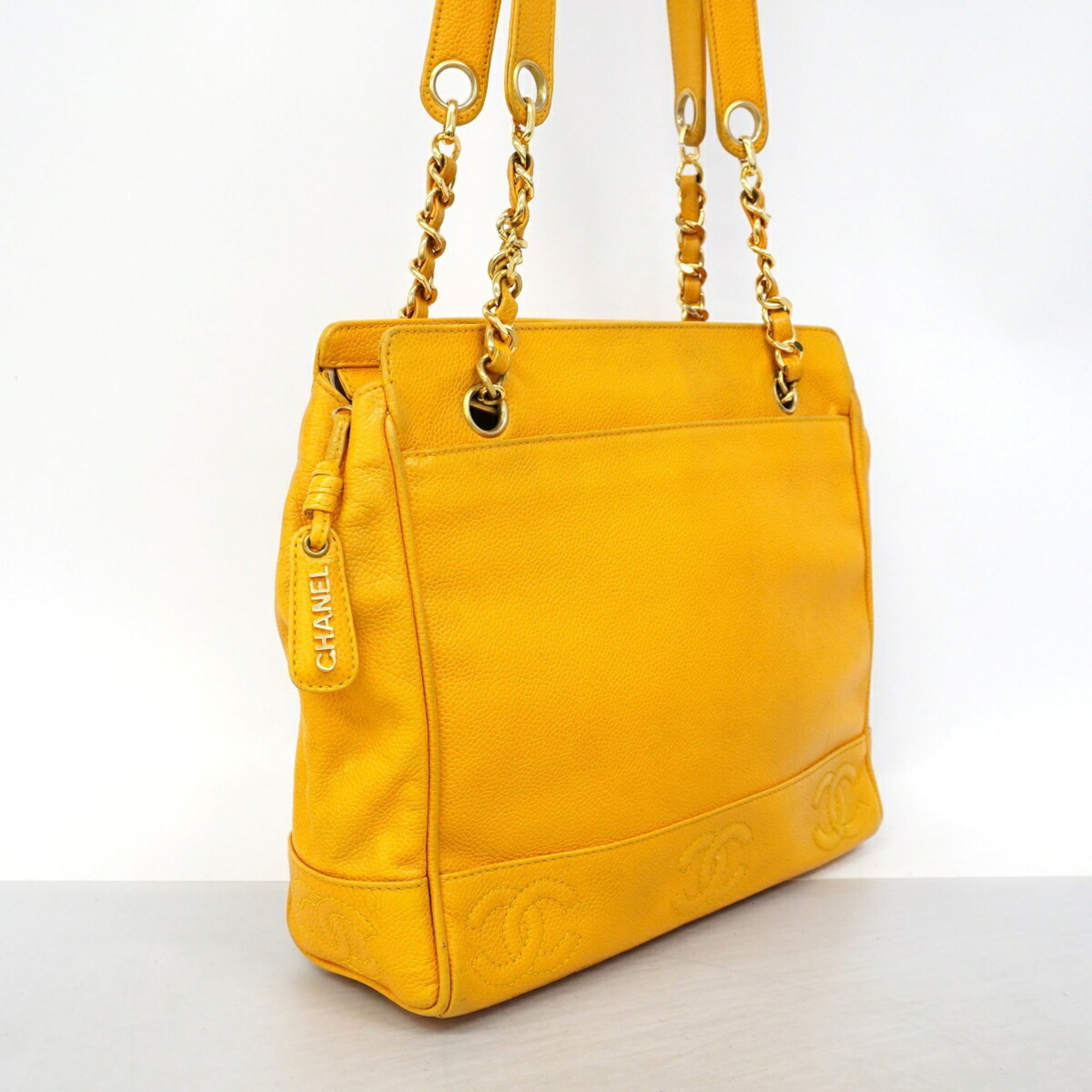 Chanel Yellow Grained Calfskin Shoulder Bag (Pre-Owned)