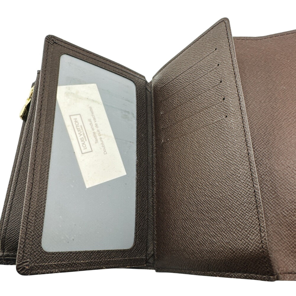 Louis Vuitton Damier Brown Leather Wallet (Tri-Fold) (Pre-Owned)