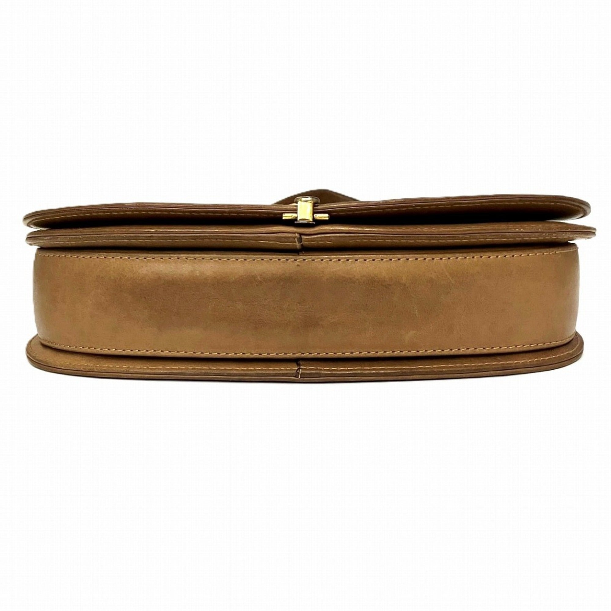 Gucci Horsebit Brown Canvas Leather Shoulder Bag (Pre-Owned)