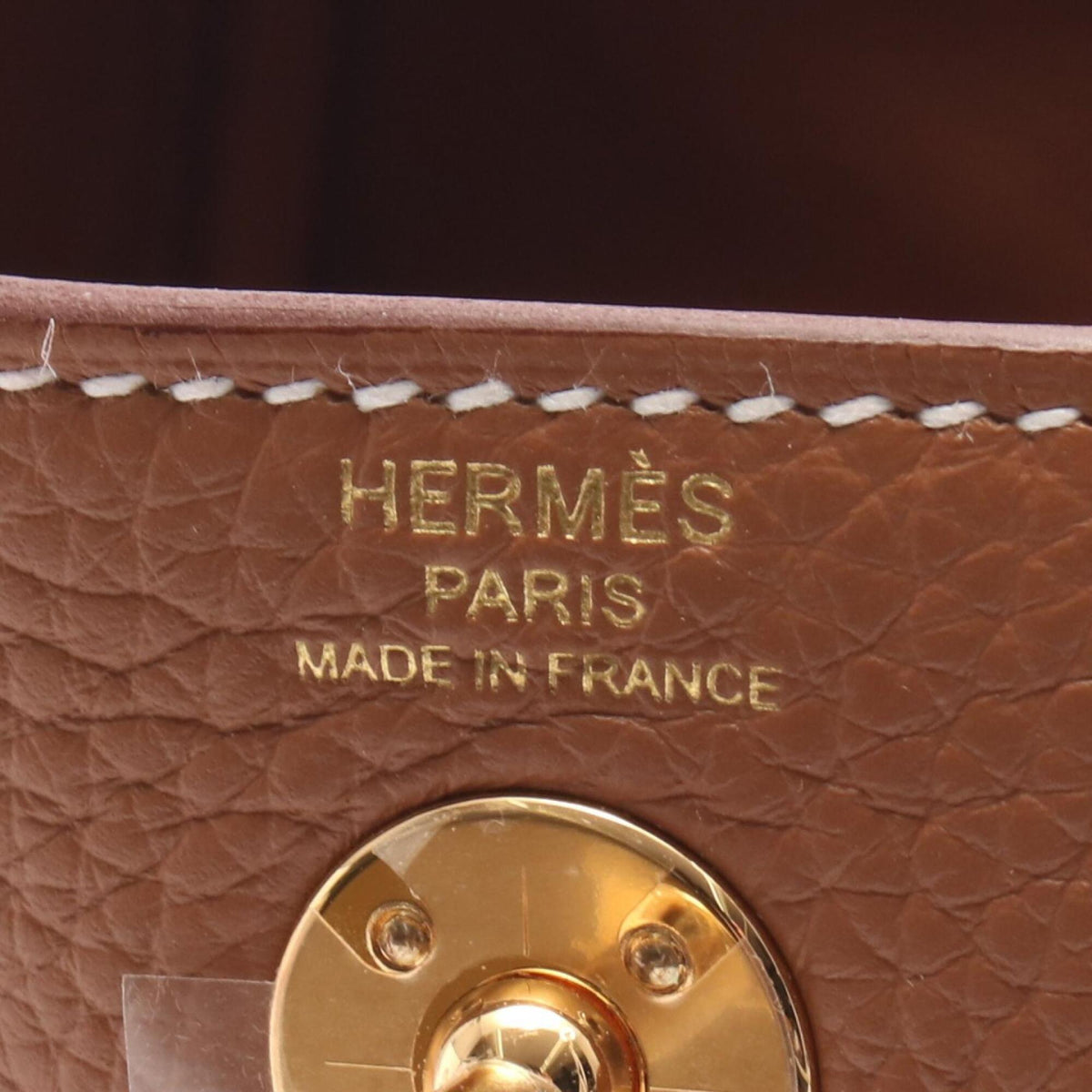Hermes Brown Gold Taurillon Clemence Leather Leather Handbag Shoulder Bag (Pre-Owned)