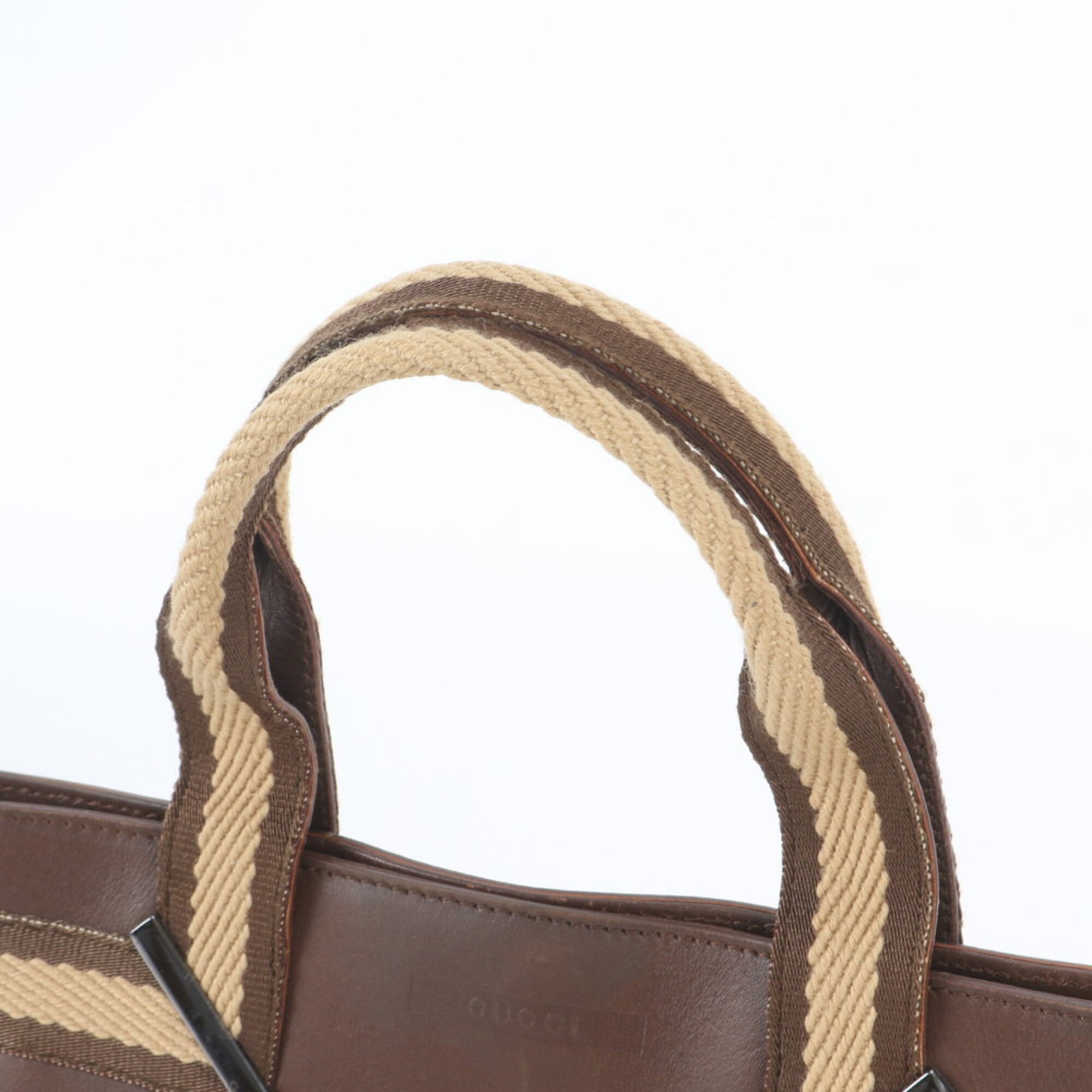 Gucci Brown Leather Handbag Tote Bag (Pre-Owned)