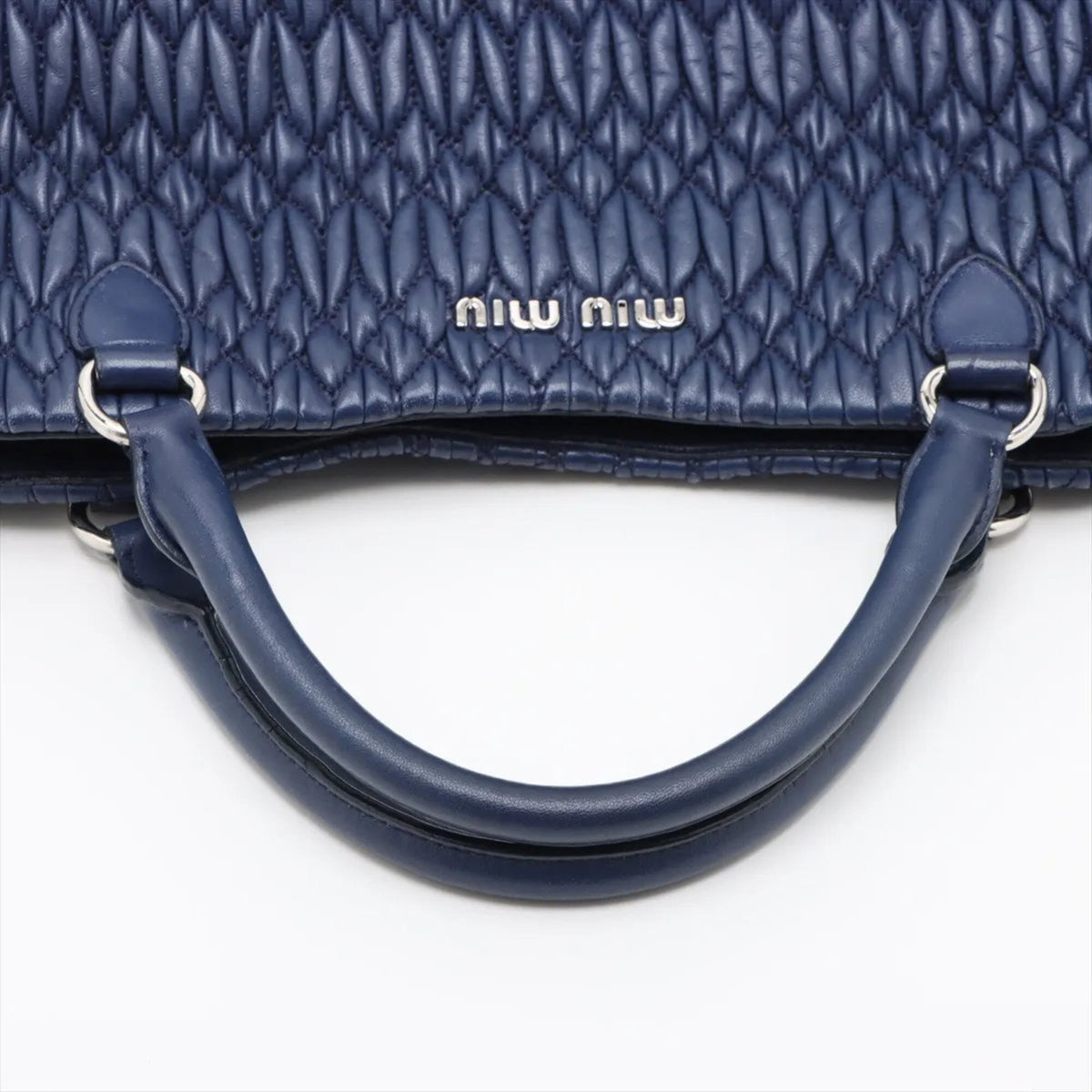 Miu Miu Matelasse Navy Leather Shoulder Bag (Pre-Owned)