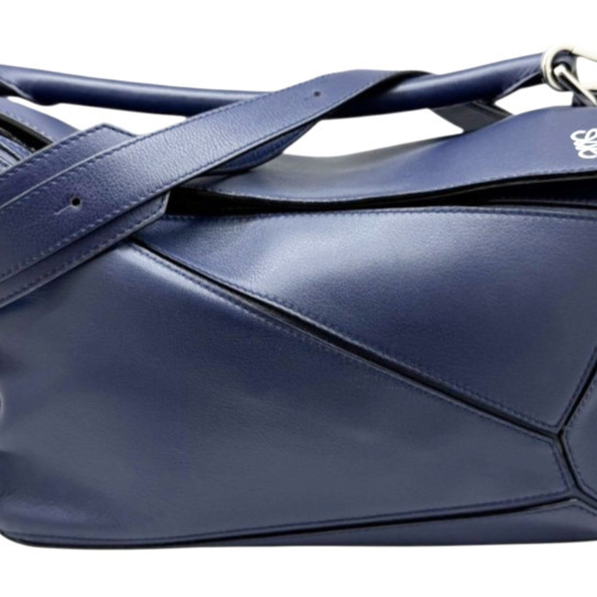 Loewe Navy Leather Handbag Shoulder Bag (Pre-Owned)