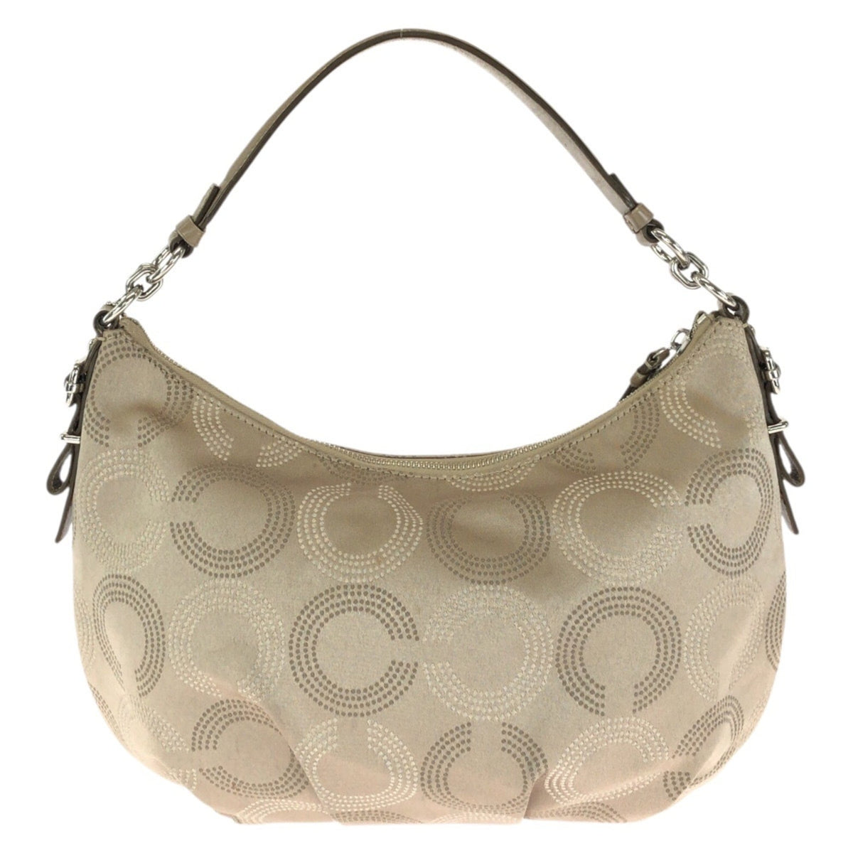 Coach Beige Satin Leather Handbag Shoulder Bag (Pre-Owned)