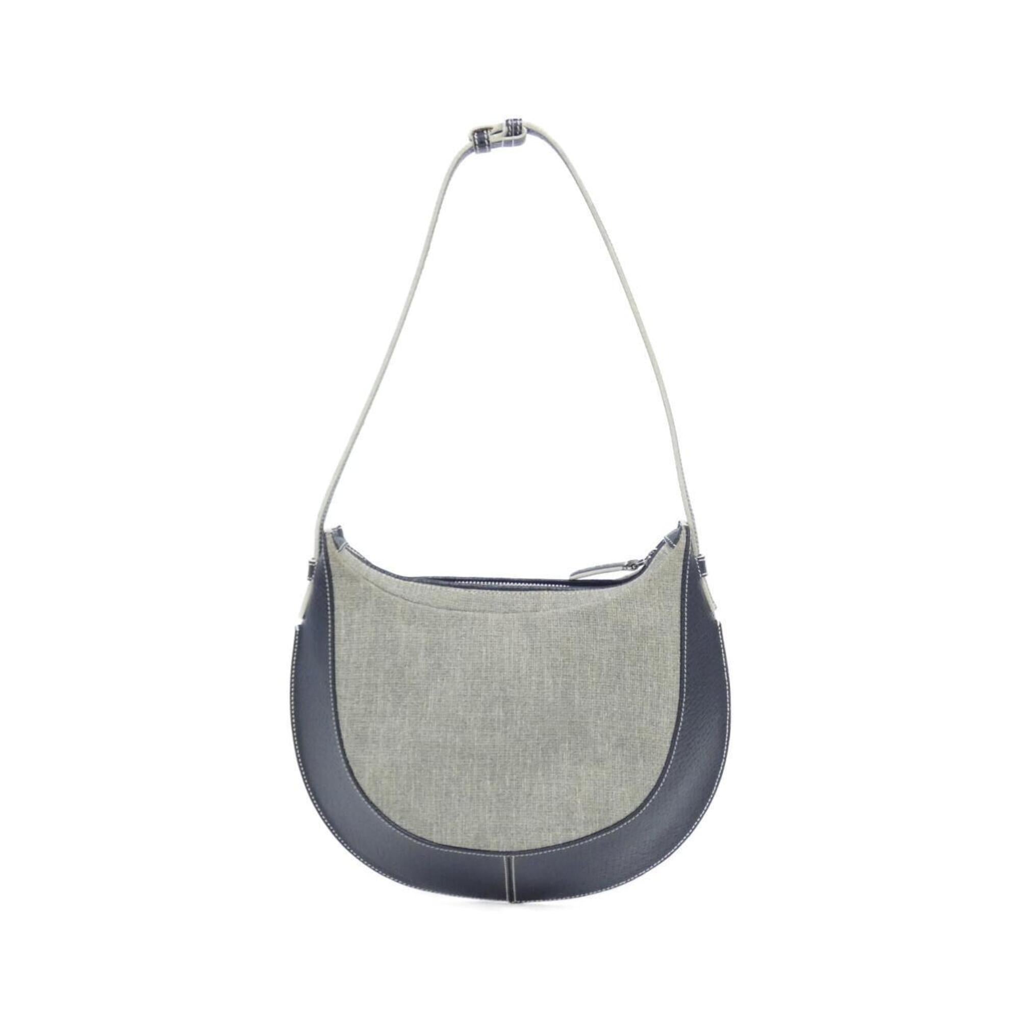 Loewe Gray Navy Canvas Leather Shoulder Bag (Pre-Owned)