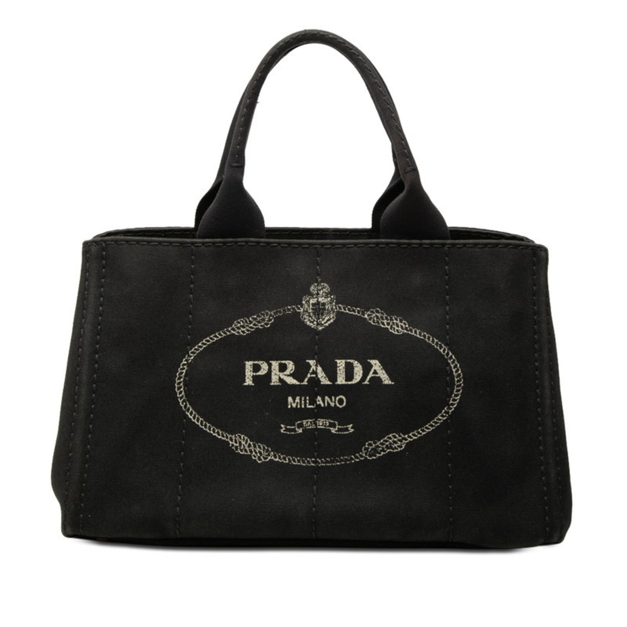 Prada Black Canapa Handbag Tote Bag (Pre-Owned)