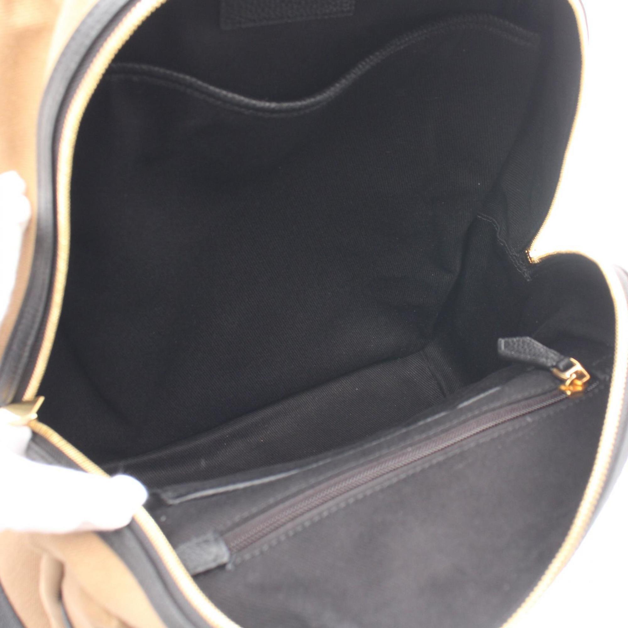 Bally Beige Black Leather Fabric Backpack (Pre-Owned)