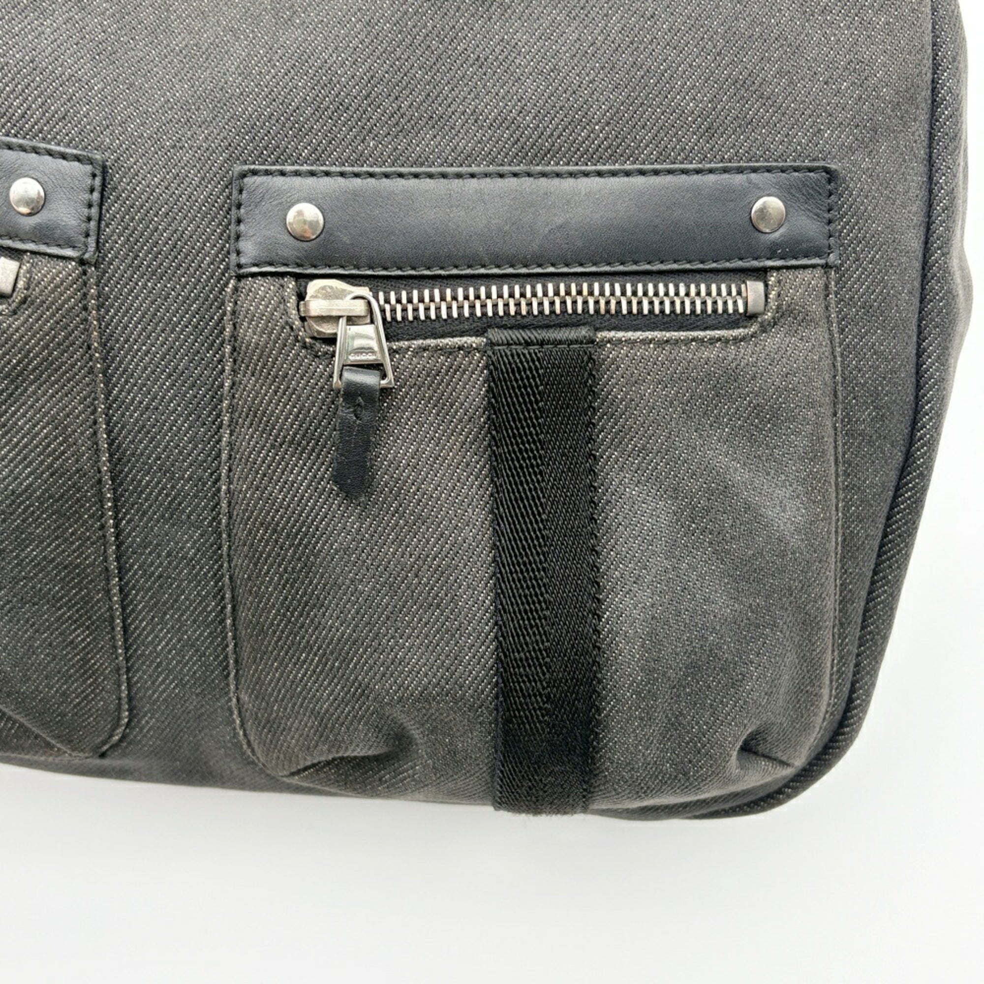 Gucci Black Denim Leather Shoulder Bag (Pre-Owned)