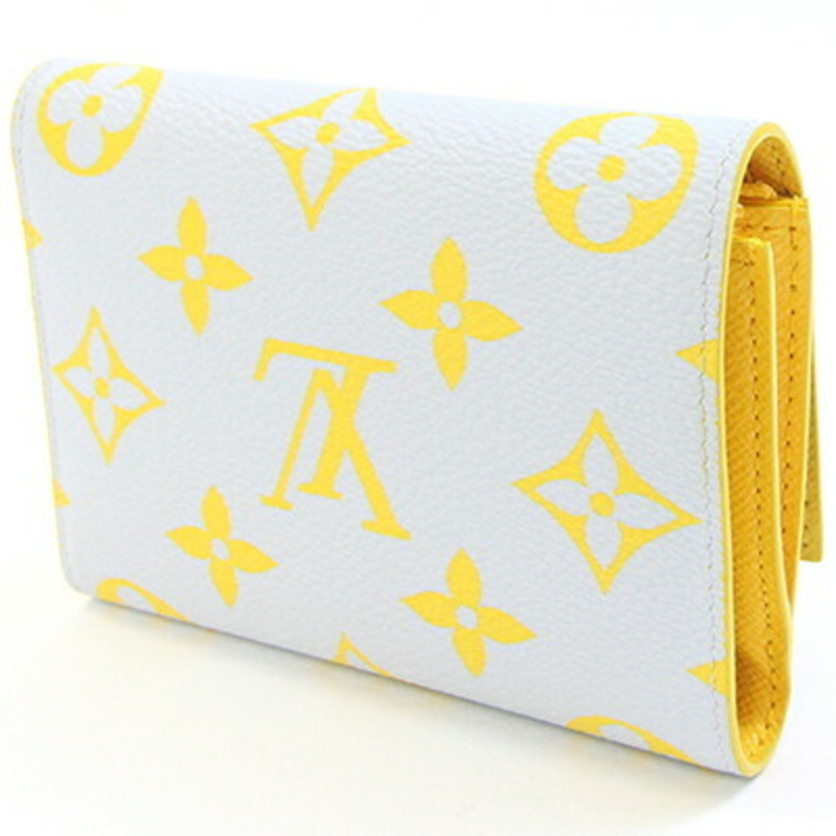 Louis Vuitton Light Gray Yellow Monogram Canvas Wallet (Tri-Fold) (Pre-Owned)