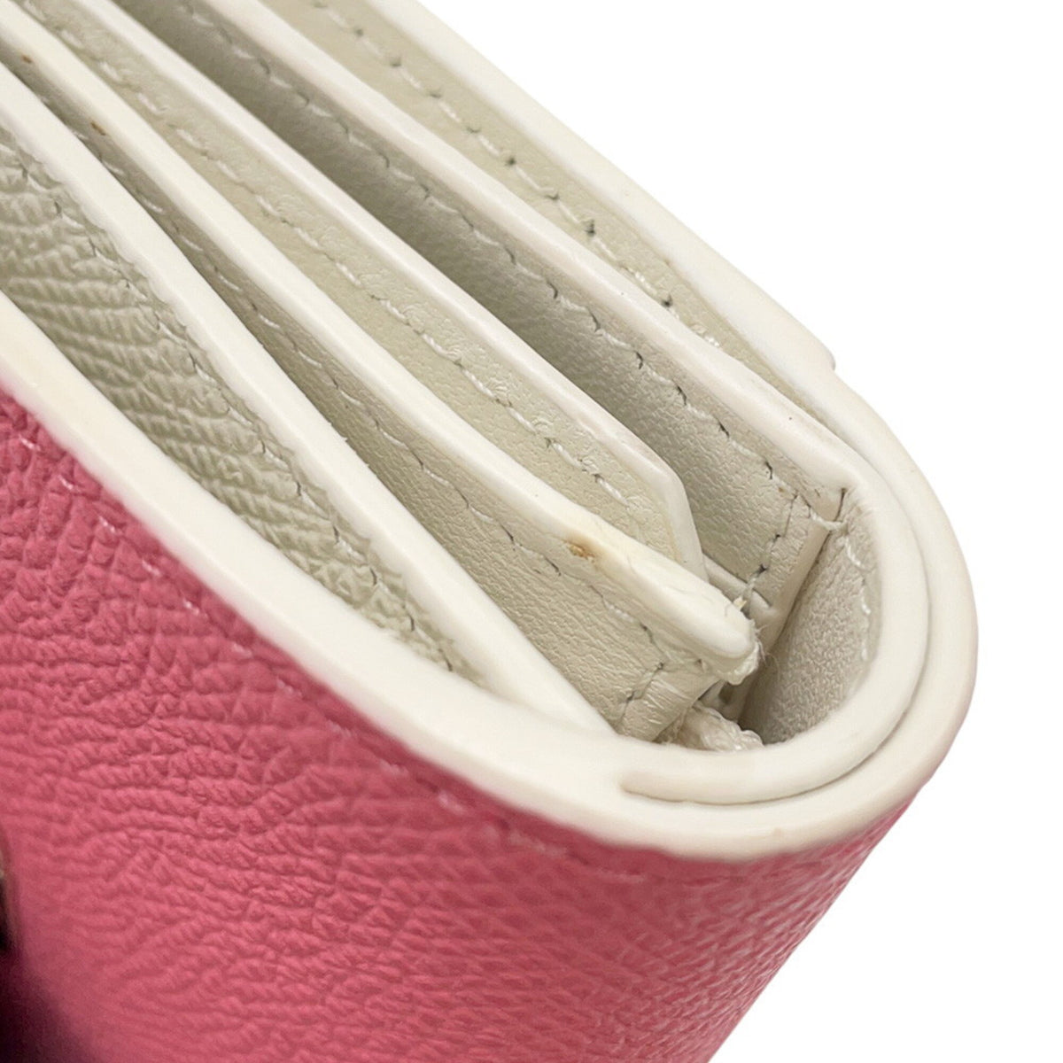Christian Dior Pink White Leather Wallet (Tri-Fold) (Pre-Owned)