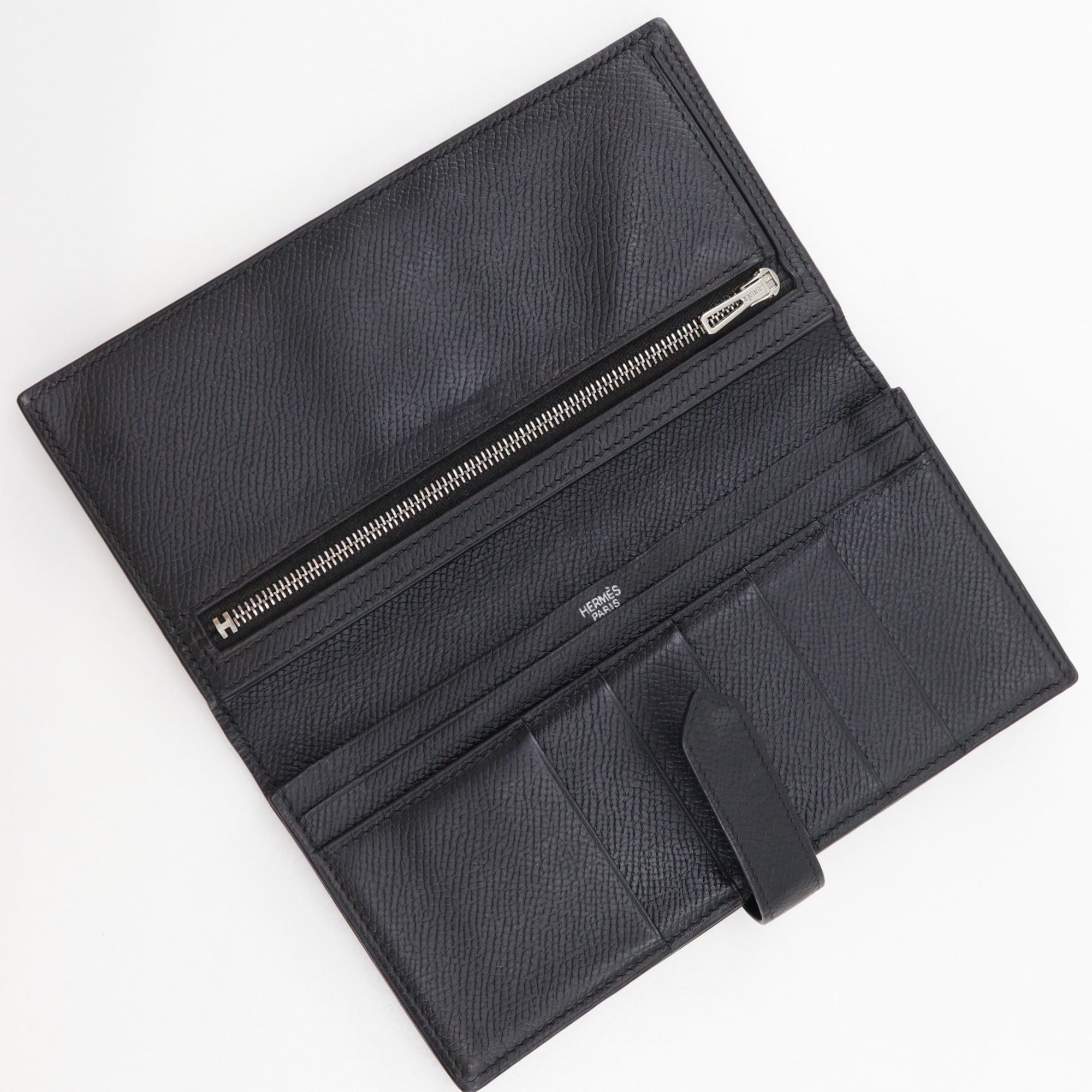 Hermes Black Epsom Leather Long Wallet (Bi-Fold) (Pre-Owned)