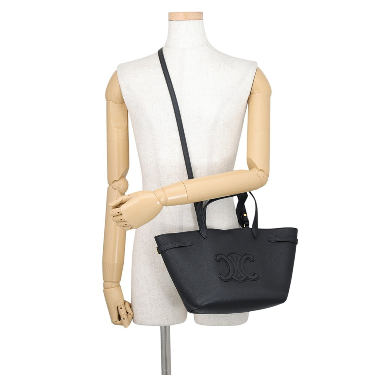 Celine Cabas Black Leather Handbag Shoulder Bag (Pre-Owned)