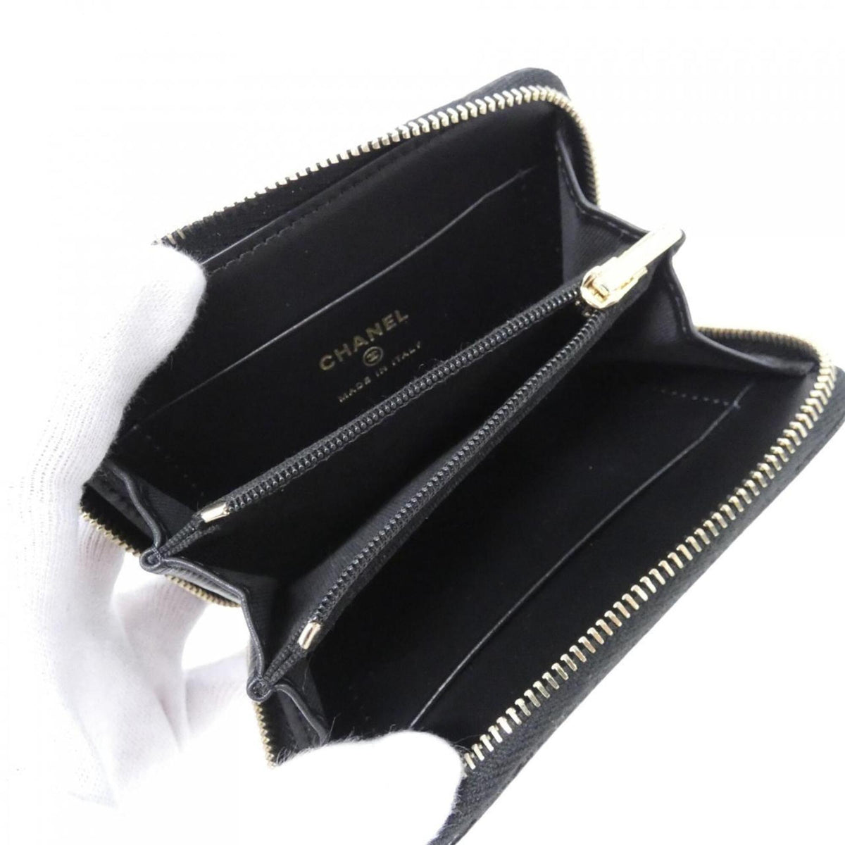 Chanel Black Grained Calfskin Coin Purse/Coin Case (Pre-Owned)