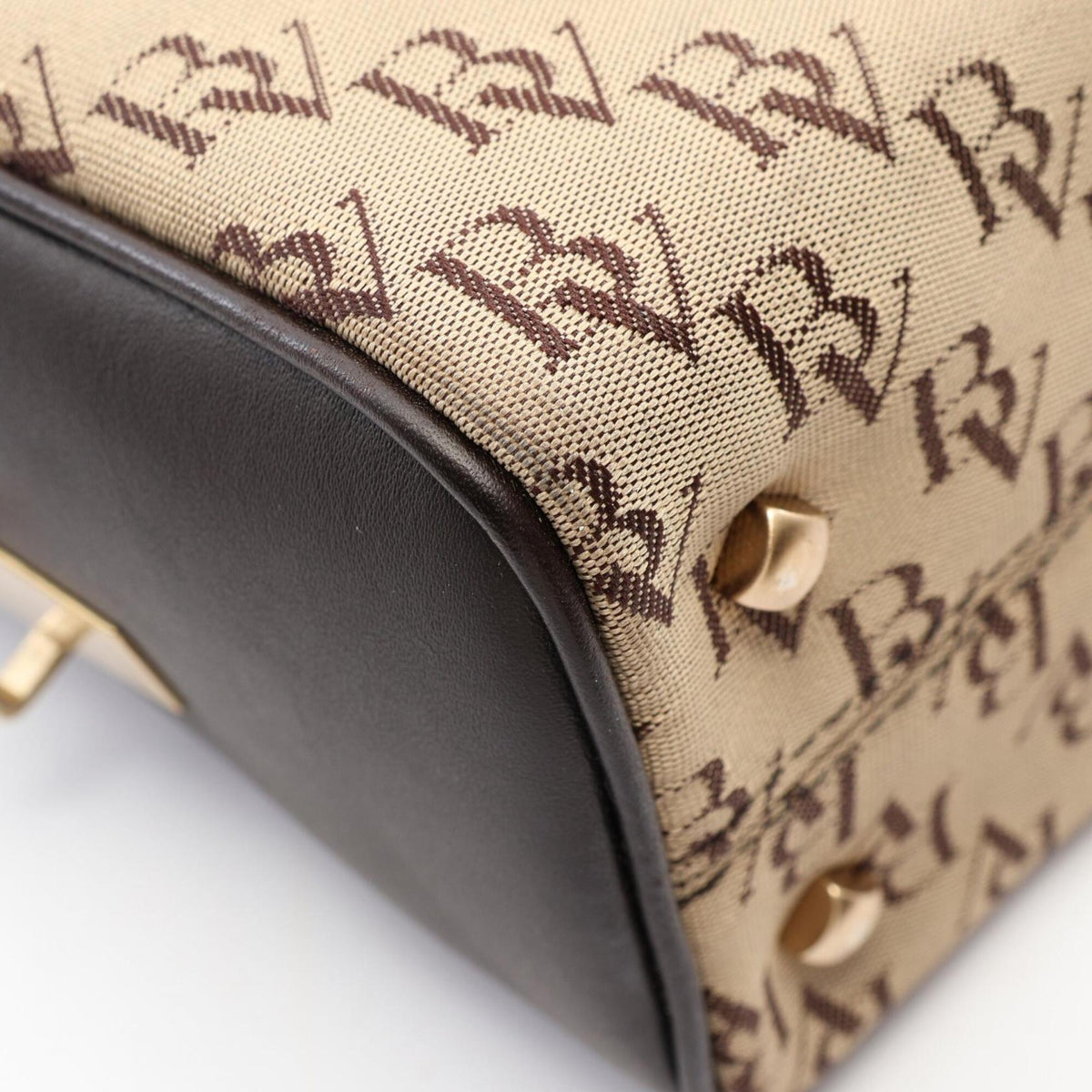 Bottega Veneta Beige Brown Canvas Leather Handbag (Pre-Owned)