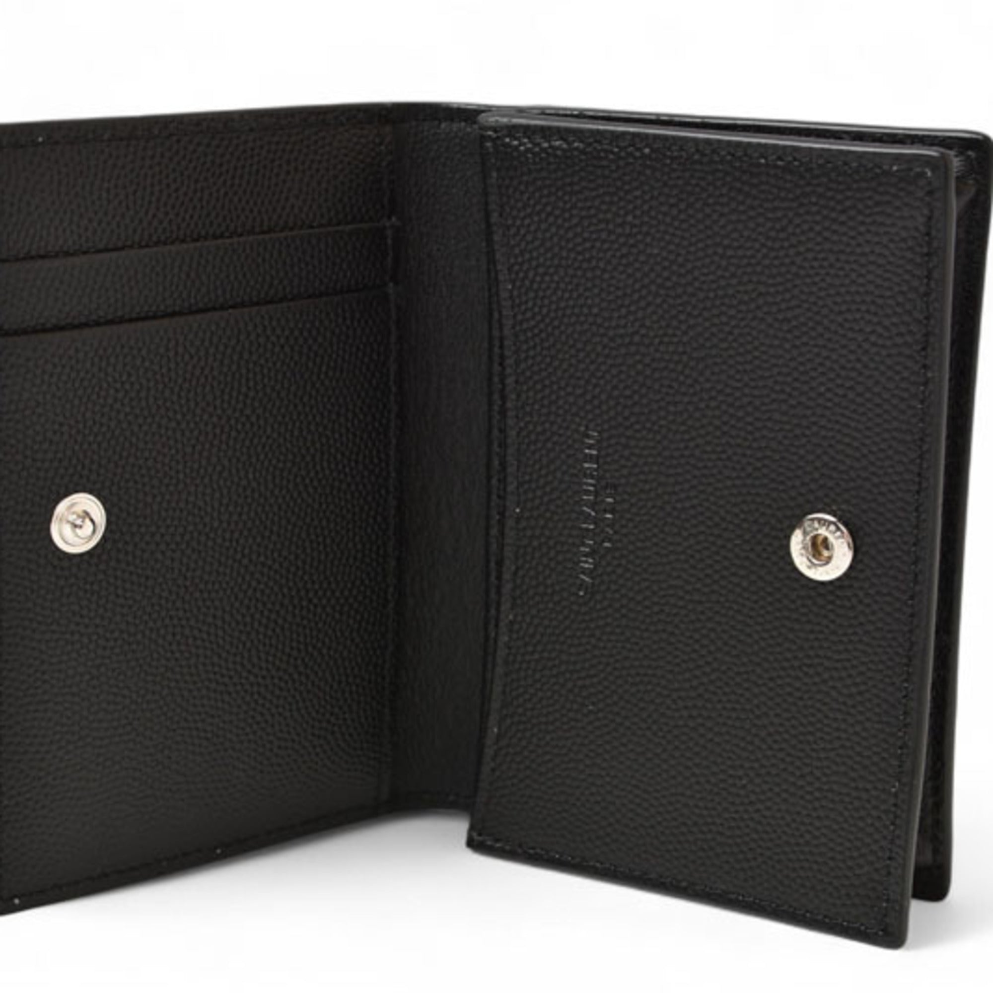 Saint Laurent Silver Black Leather Coin Purse/Coin Case (Pre-Owned)