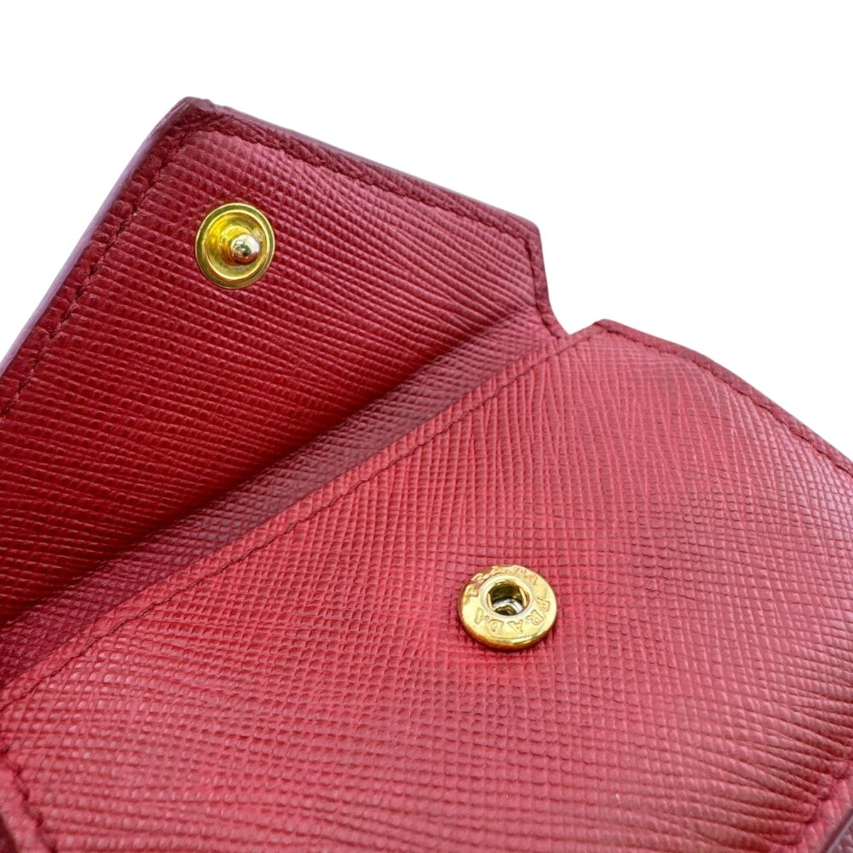 Prada Saffiano Red Color Leather Wallet (Tri-Fold) (Pre-Owned)