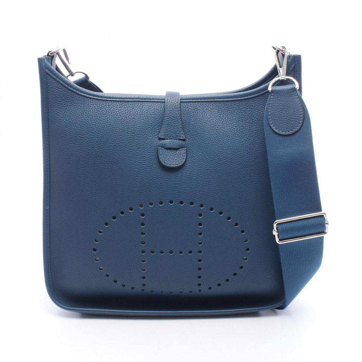 Hermes Blue Deep Blue Taurillon Clemence Leather Handbag Shoulder Bag (Pre-Owned)