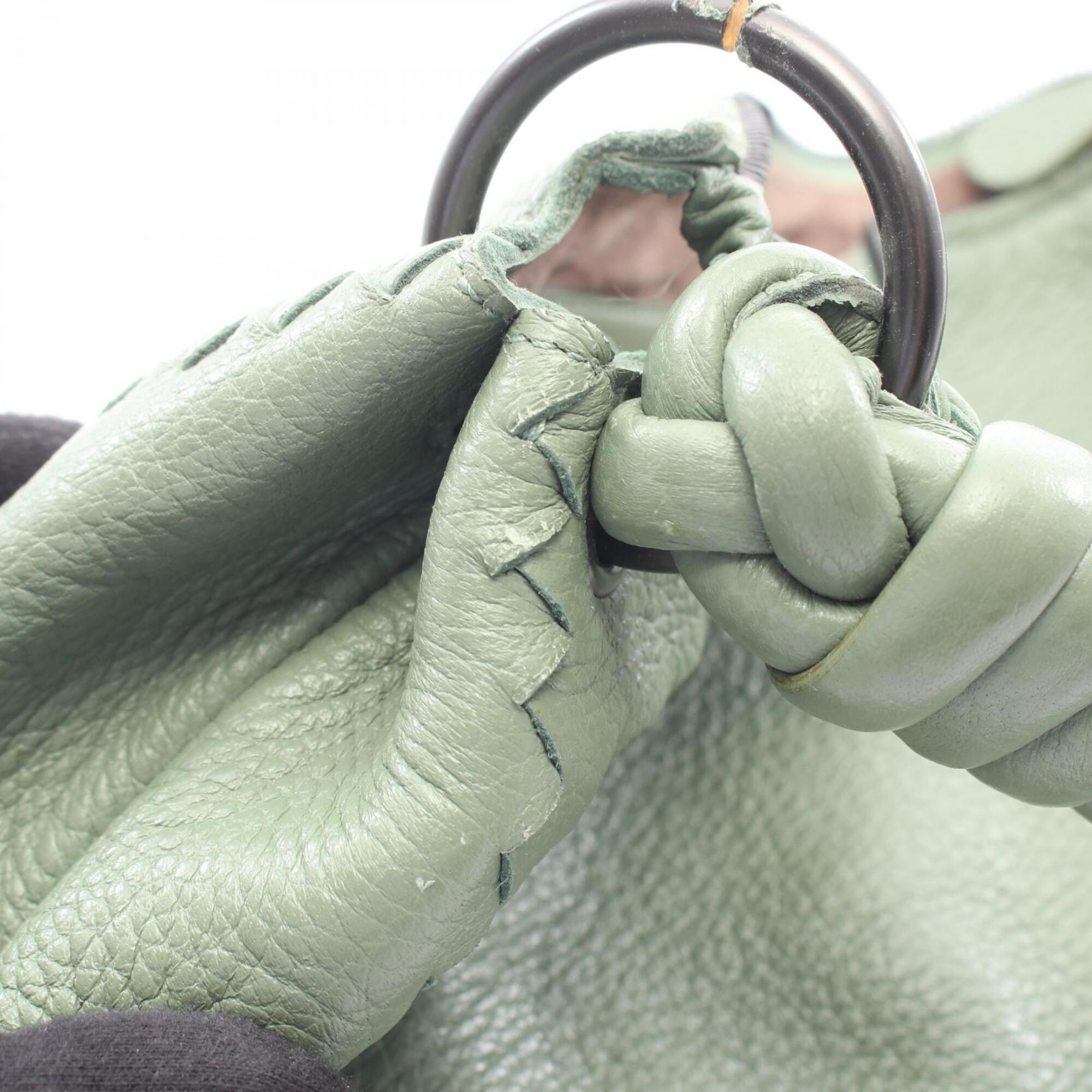 Bottega Veneta Green Leather Handbag Shoulder Bag (Pre-Owned)