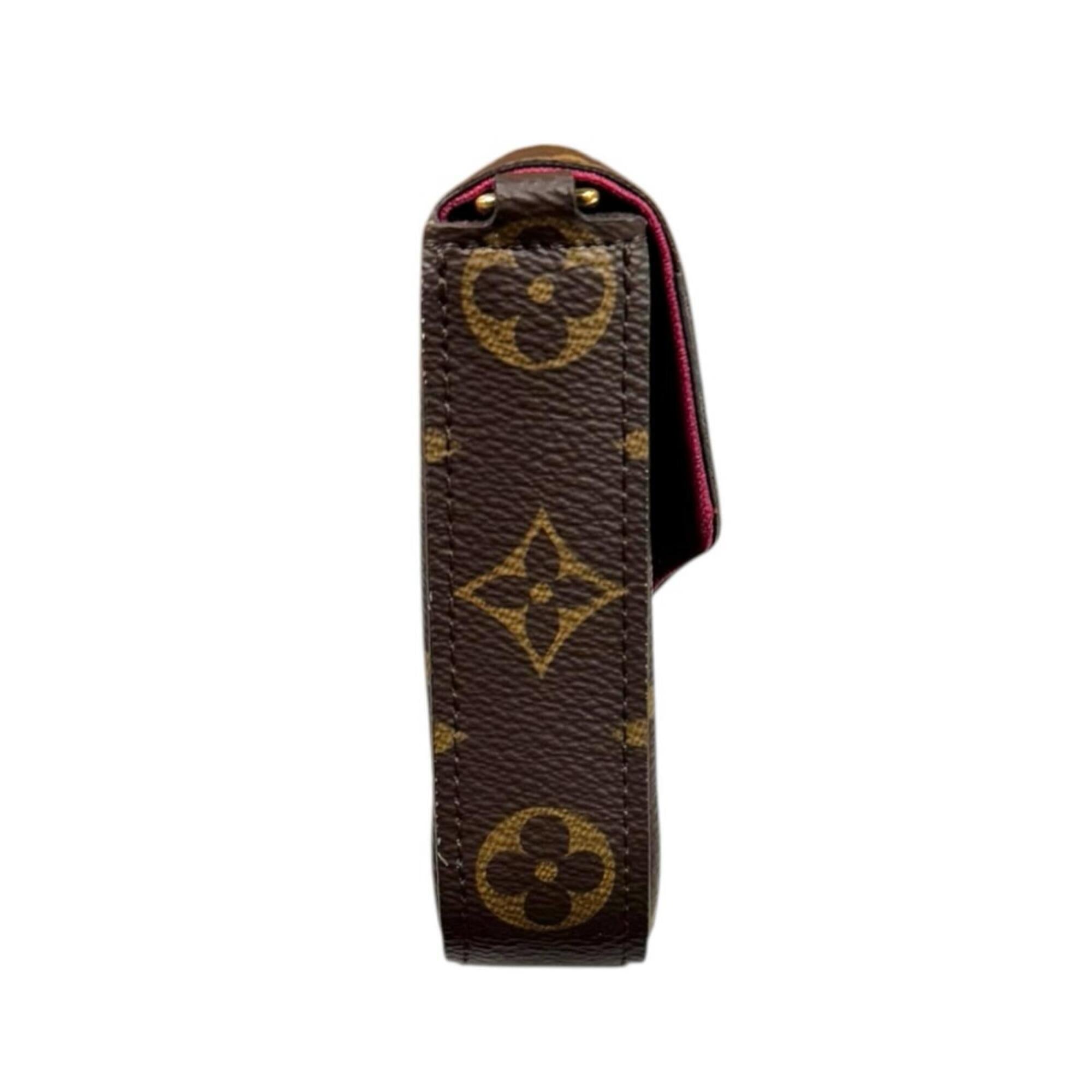 Louis Vuitton Monogram Brown Fuchsia Monogram Clutch Bag Shoulder Bag (Pre-Owned)