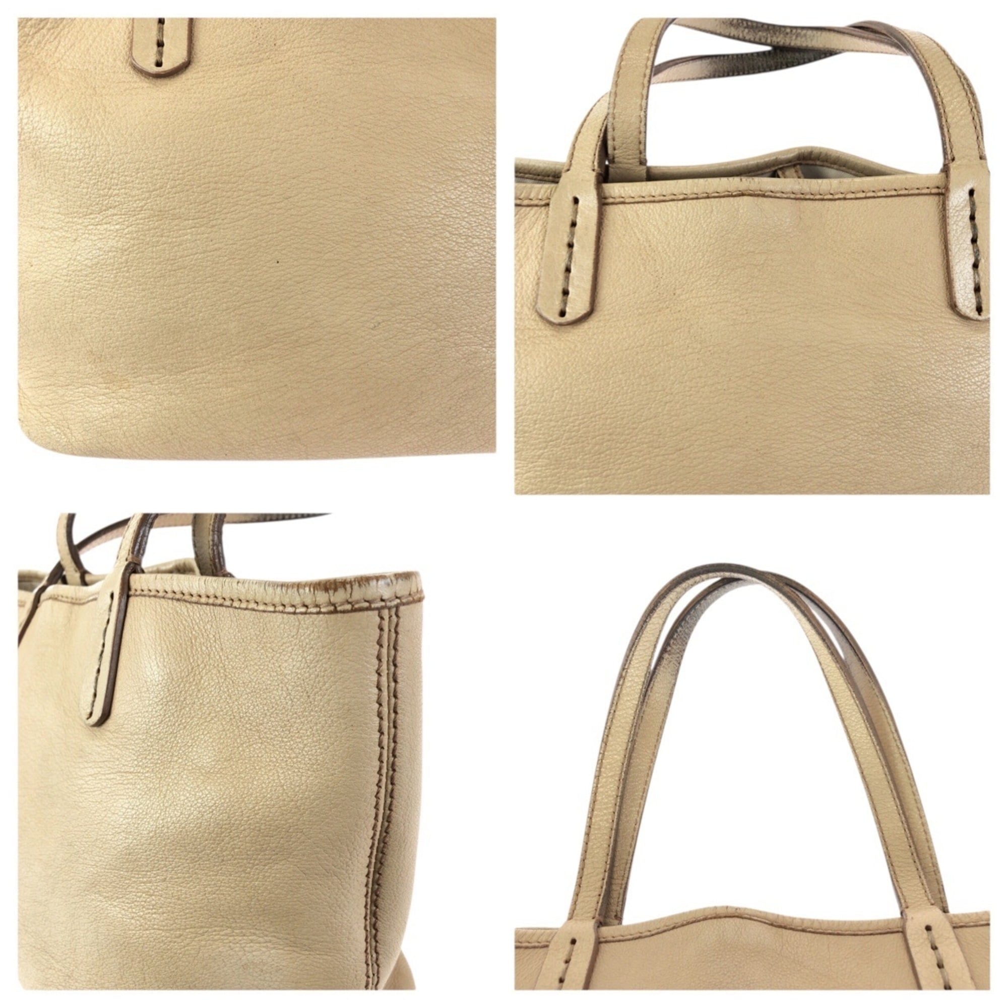Bvlgari Beige Leather Handbag Tote Bag (Pre-Owned)