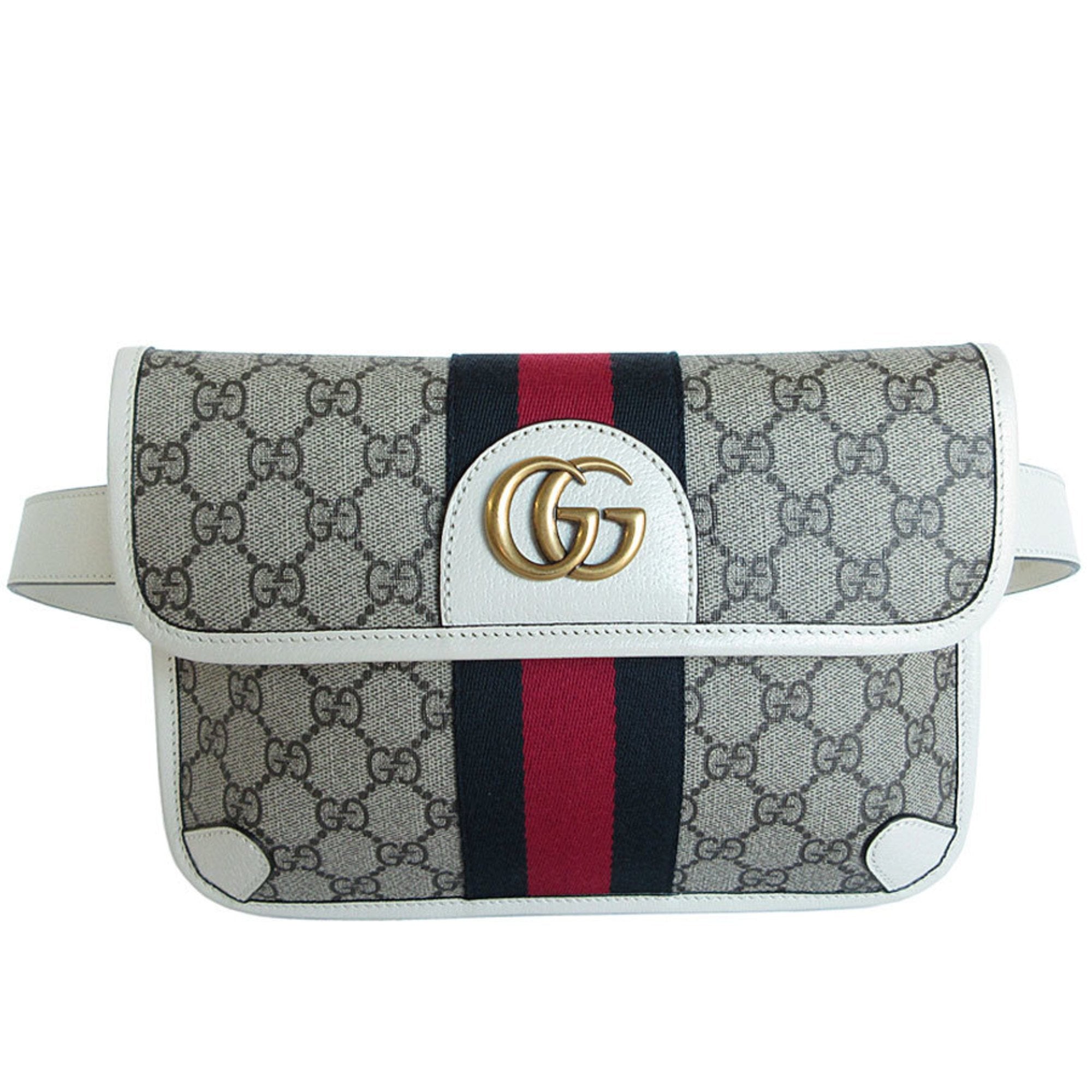 Gucci Beige Brown Off-White Gg Supreme Canvas Leather Fanny Pack (Pre-Owned)