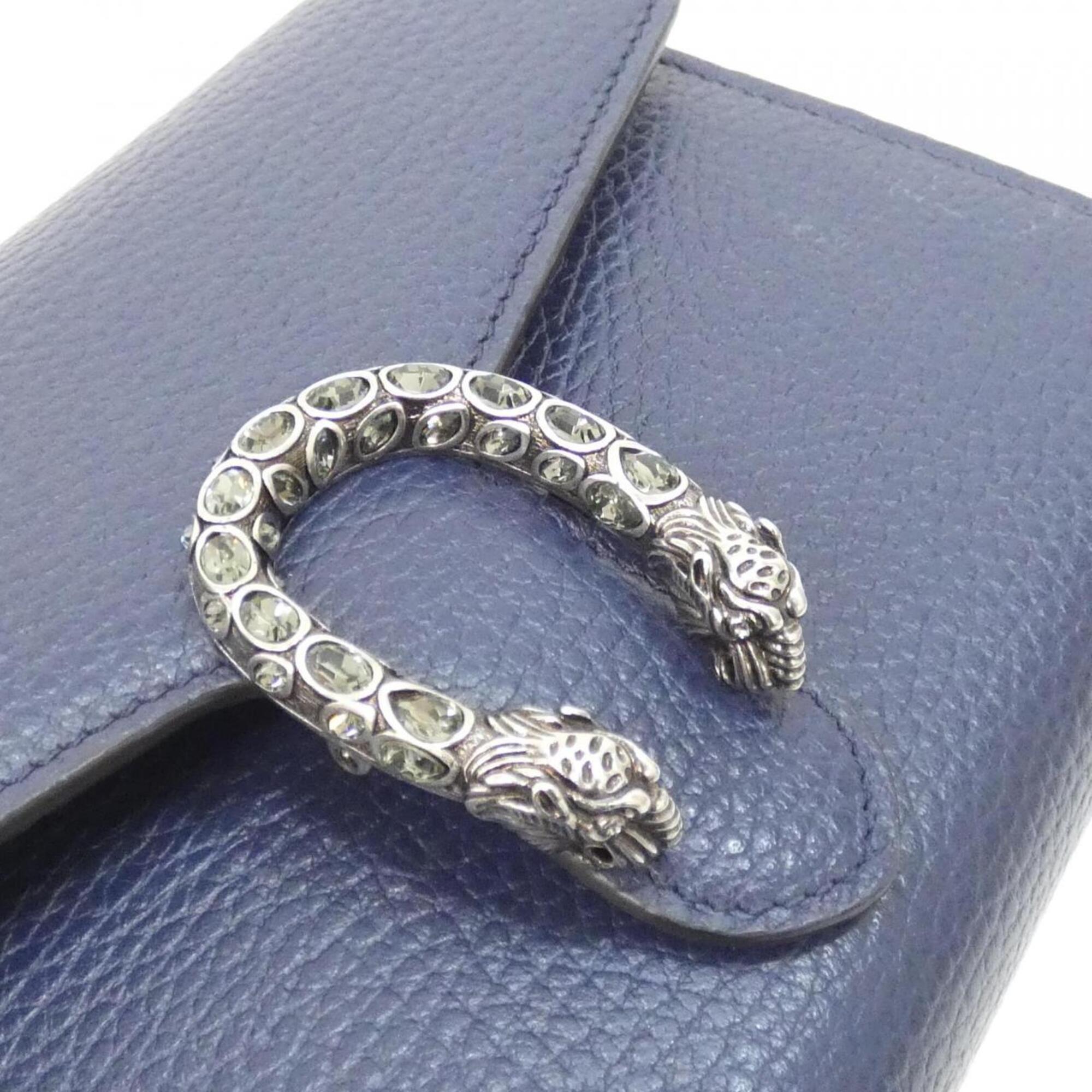 Gucci Blue Leather Chain/Shoulder Wallet (Pre-Owned)