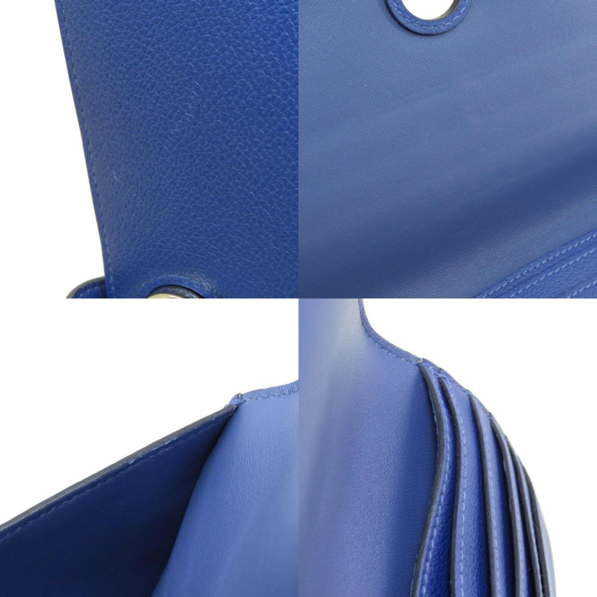 Hermes Blue Leather Long Wallet (Bi-Fold) (Pre-Owned)