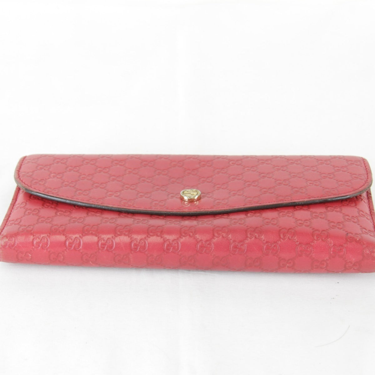 Gucci Red Color Leather Long Wallet (Bi-Fold) (Pre-Owned)